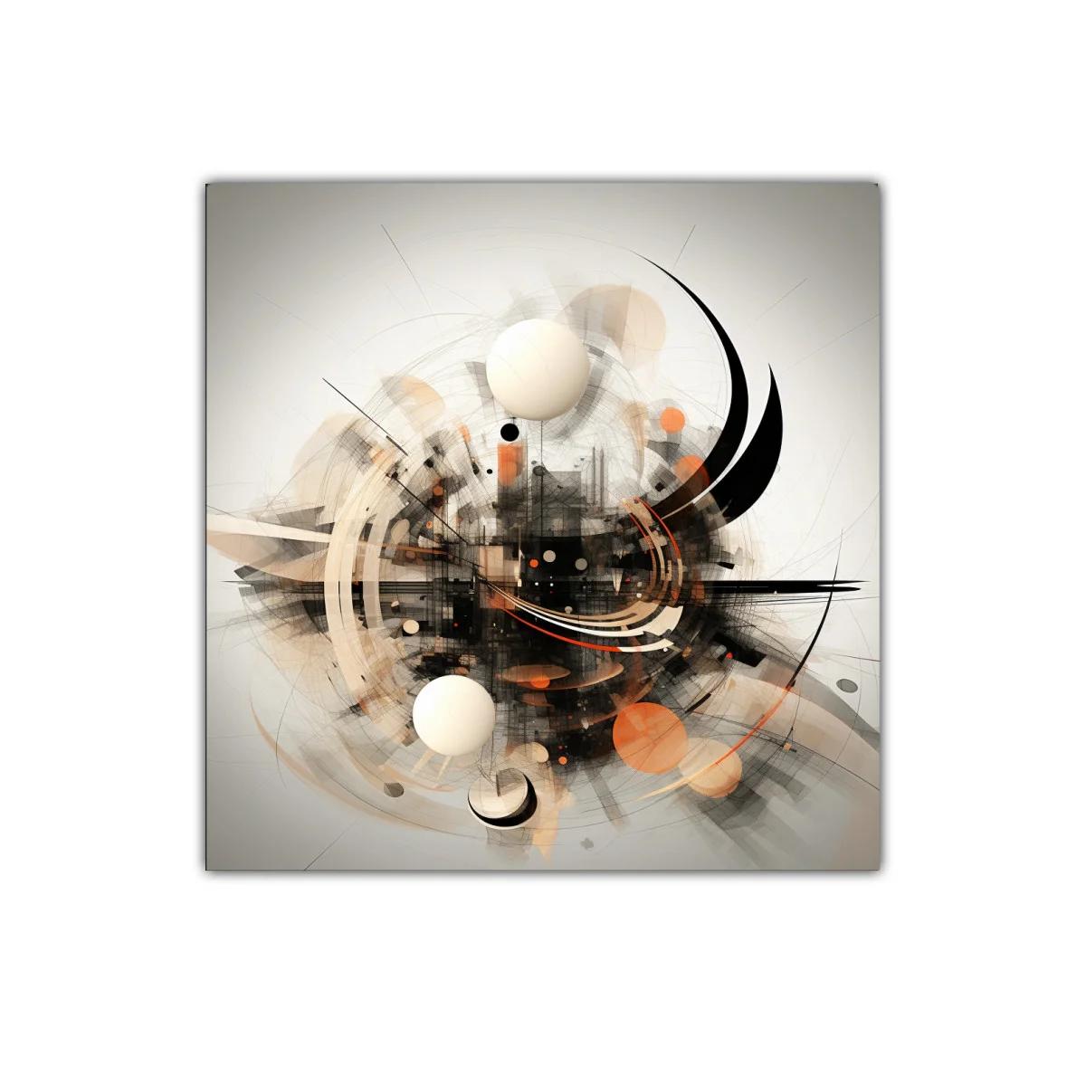 Composición abstracta con formas geométricas y líneas dinámicas