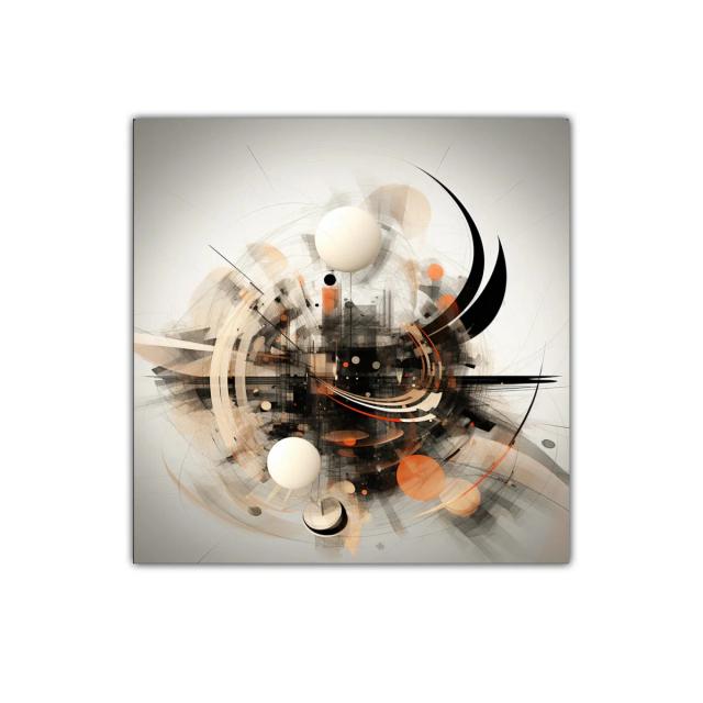 Composición abstracta con formas geométricas y líneas dinámicas