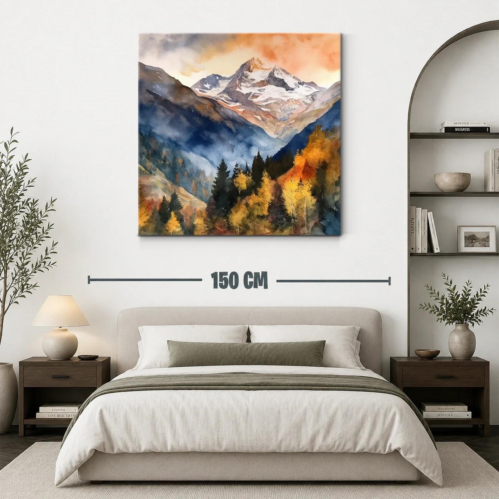 Paisaje montañoso con tonos otoñales y cielos cálidos — miniatura 3