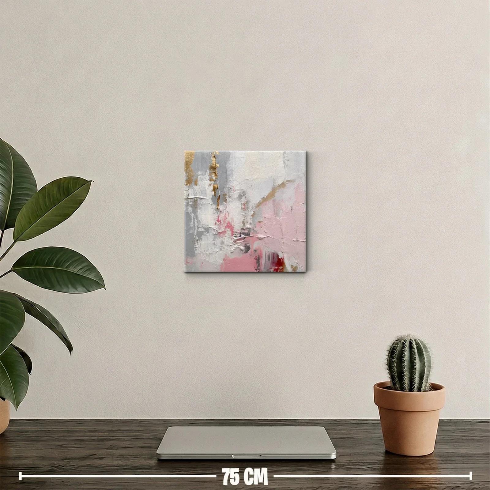 Cuadro decorativo abstracto en tonos suaves pastel y dorados — miniatura 2
