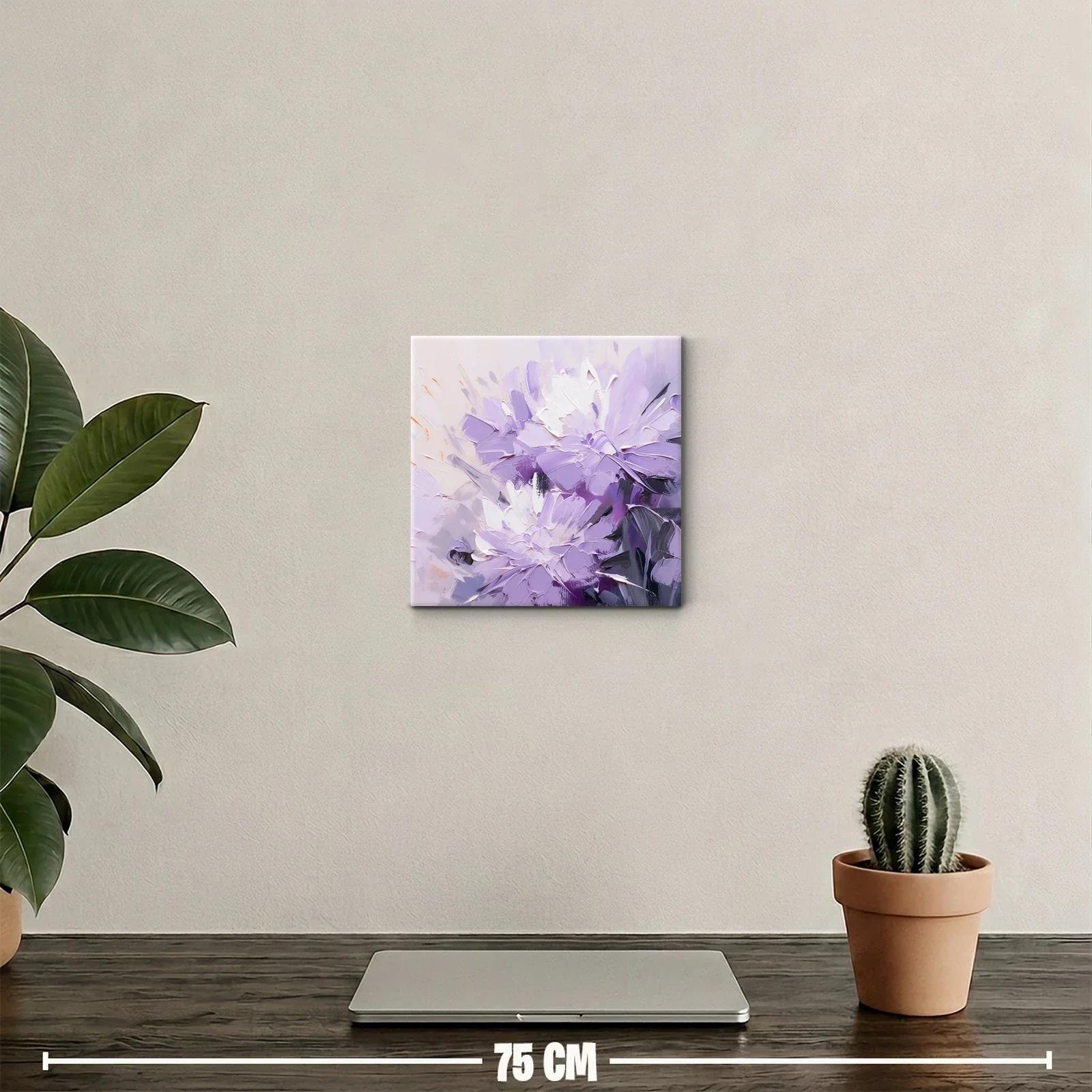 Cuadro flores lilas con toques de blanco y gris elegante — miniatura 2