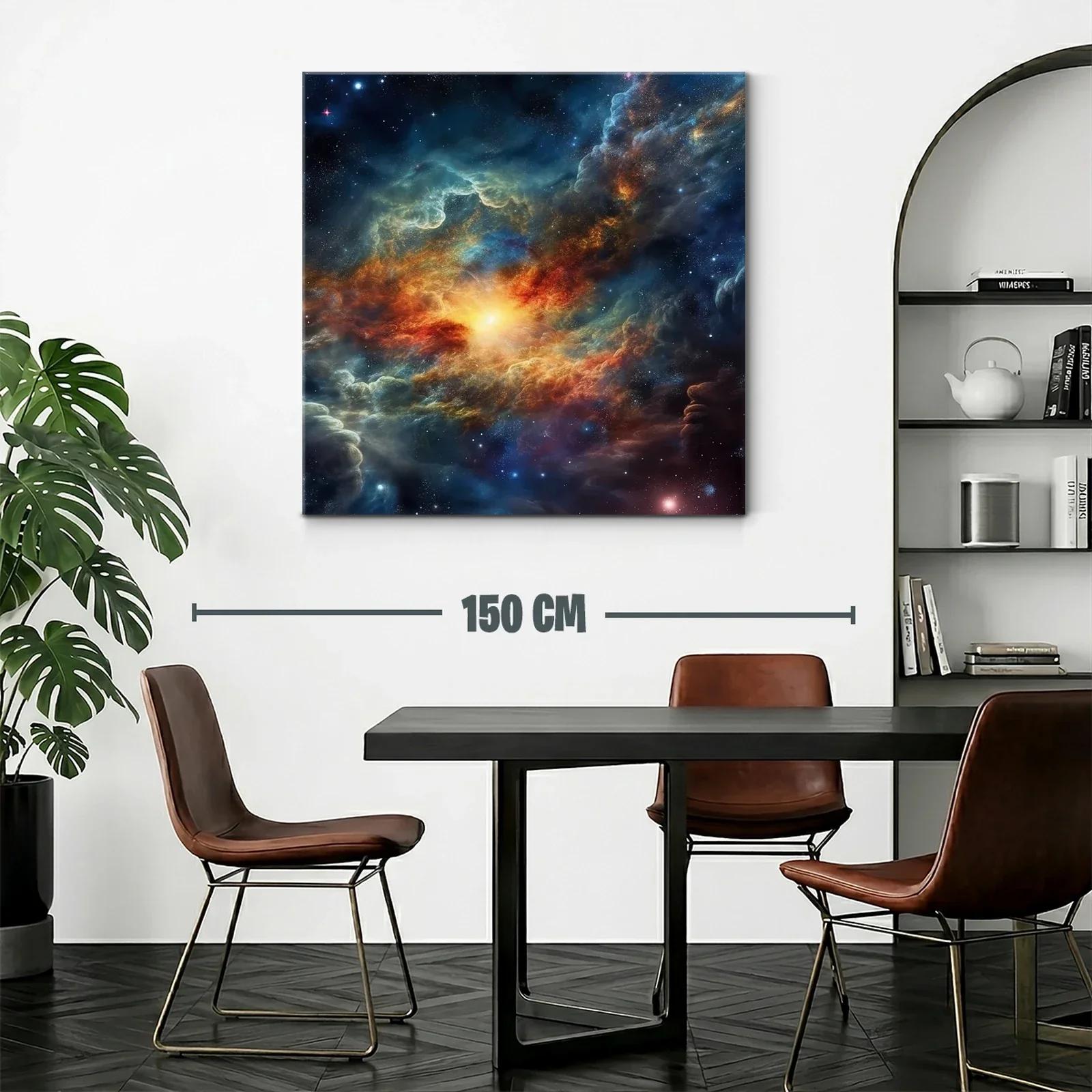 Cuadro galaxia cósmica con luz vibrante al centro — miniatura 2
