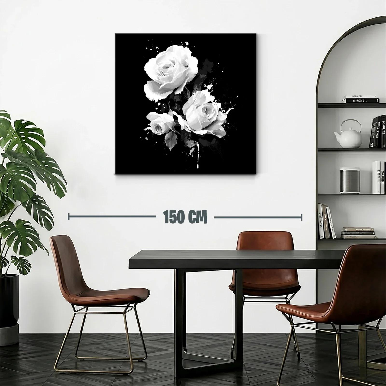 Elegancia floral en rosas blancas sobre fondo negro — miniatura 2