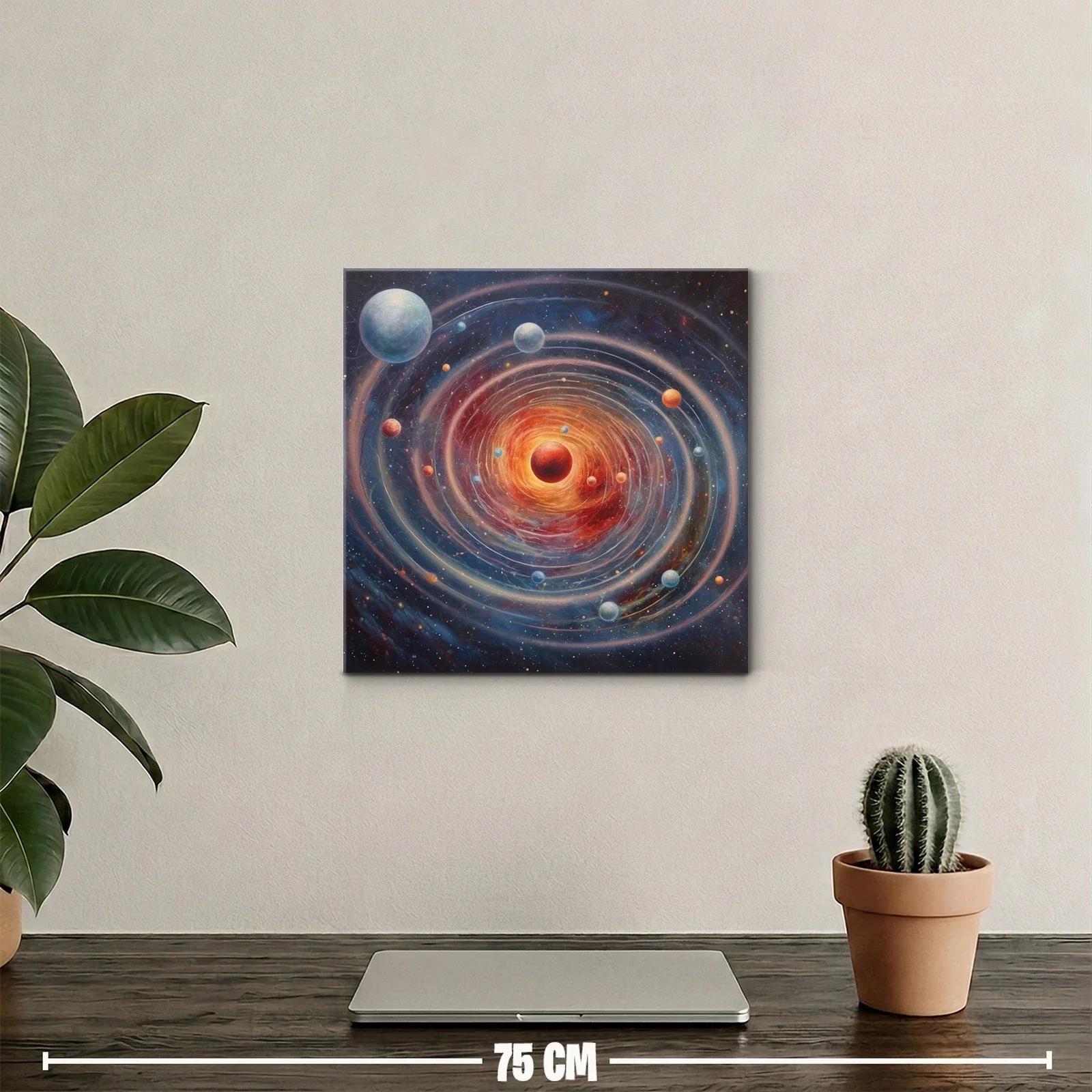 Universo en espiral con planetas en tonos cálidos y fríos — miniatura 2