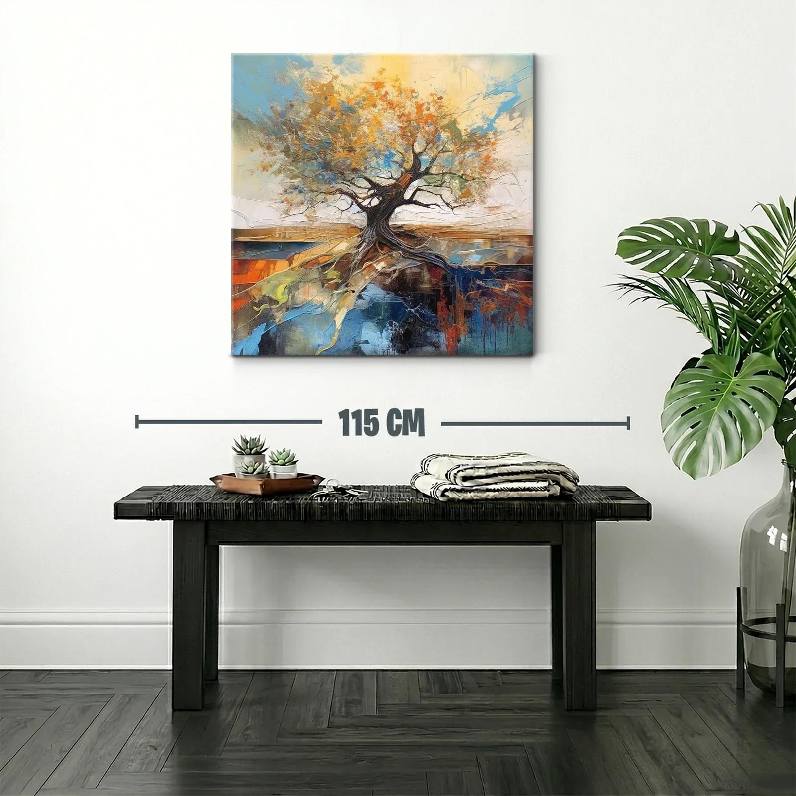 Árbol enraizado con hojas vibrantes y cielo azul — miniatura 2