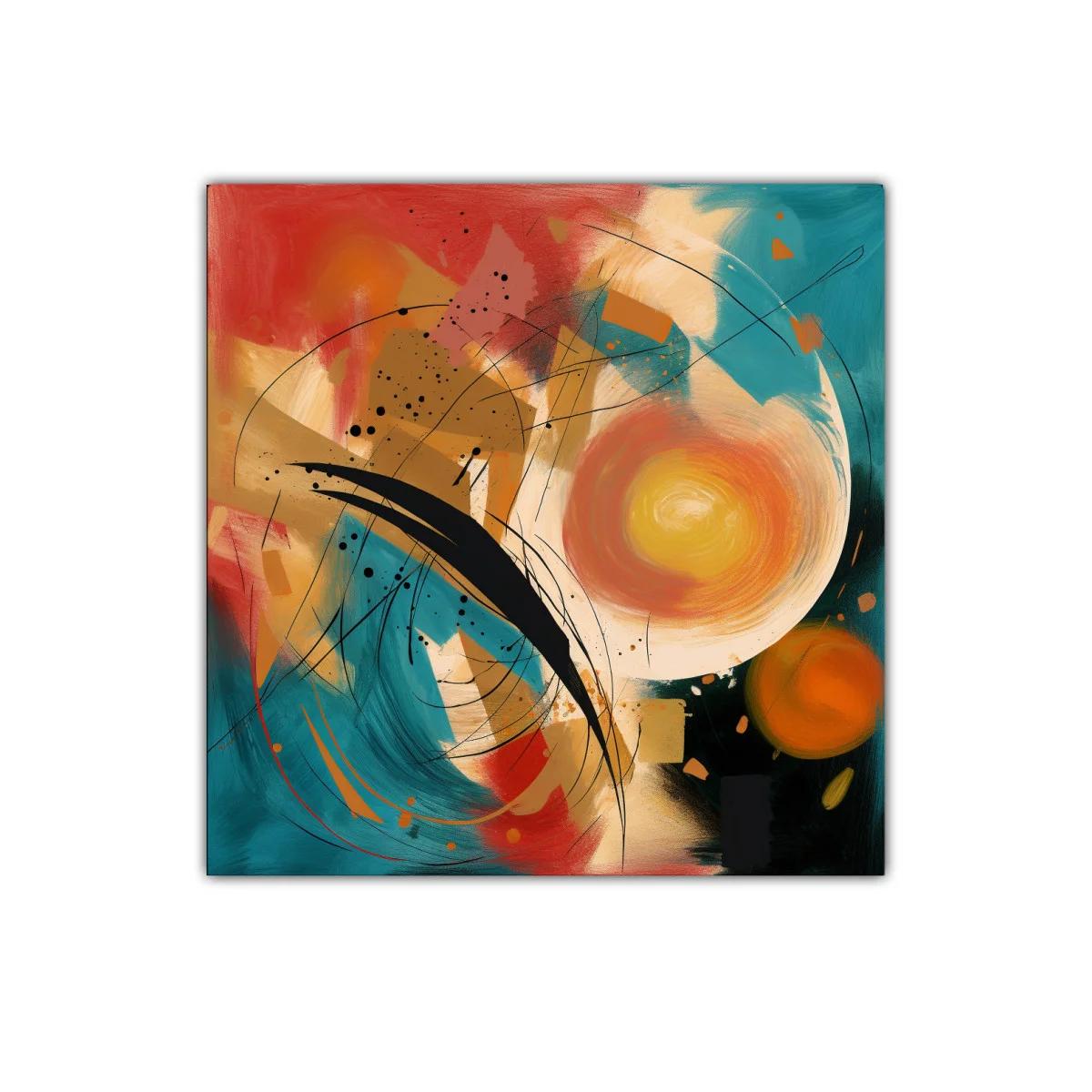 Cuadro abstracto con tonos cálidos y vibrantes geometrías — miniatura 1