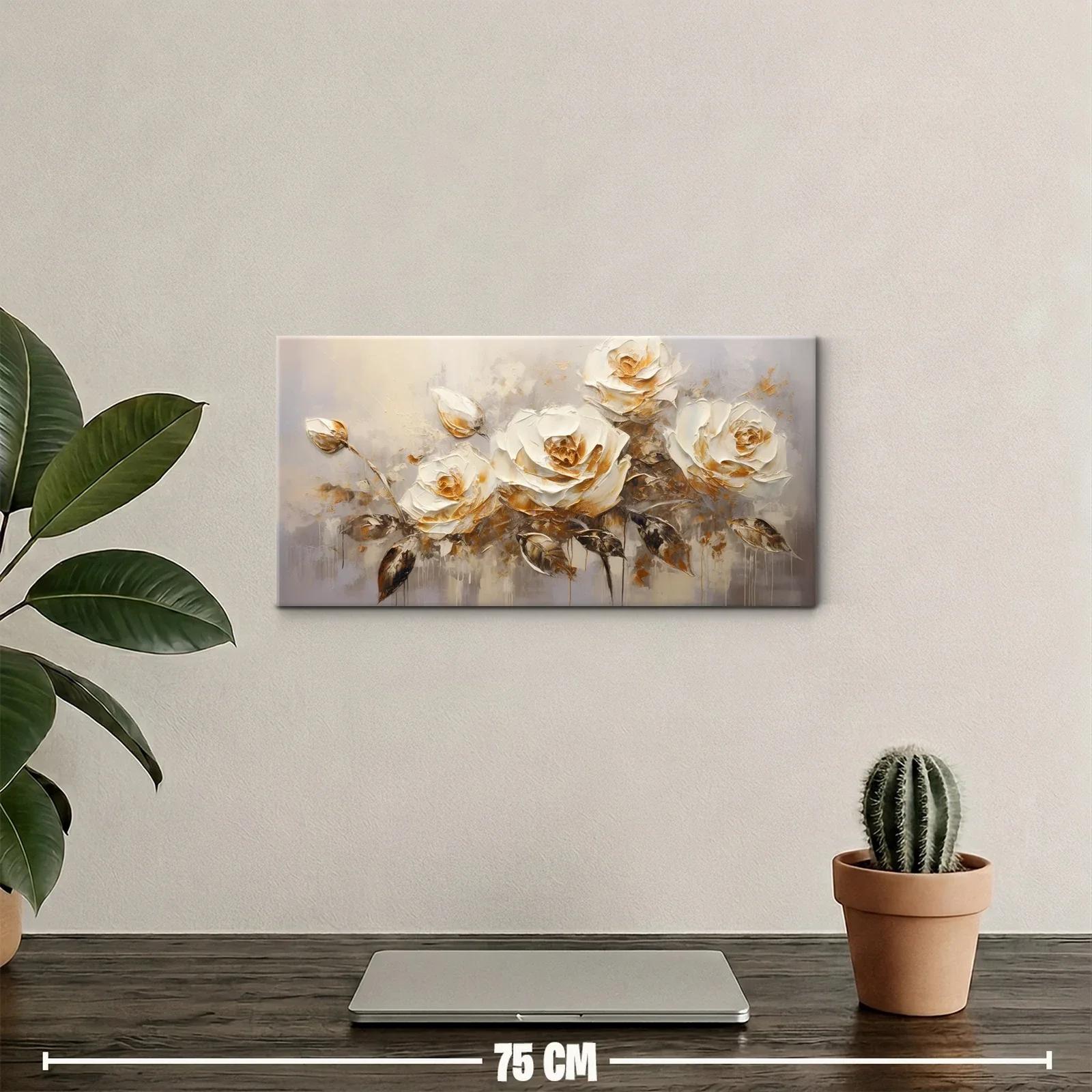 Cuadro rosas blancas con pinceladas texturadas — miniatura 2
