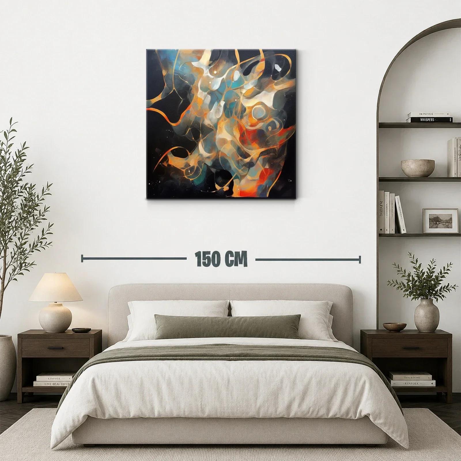 Cuadro abstracto con formas fluidas y tonos vibrantes — miniatura 3