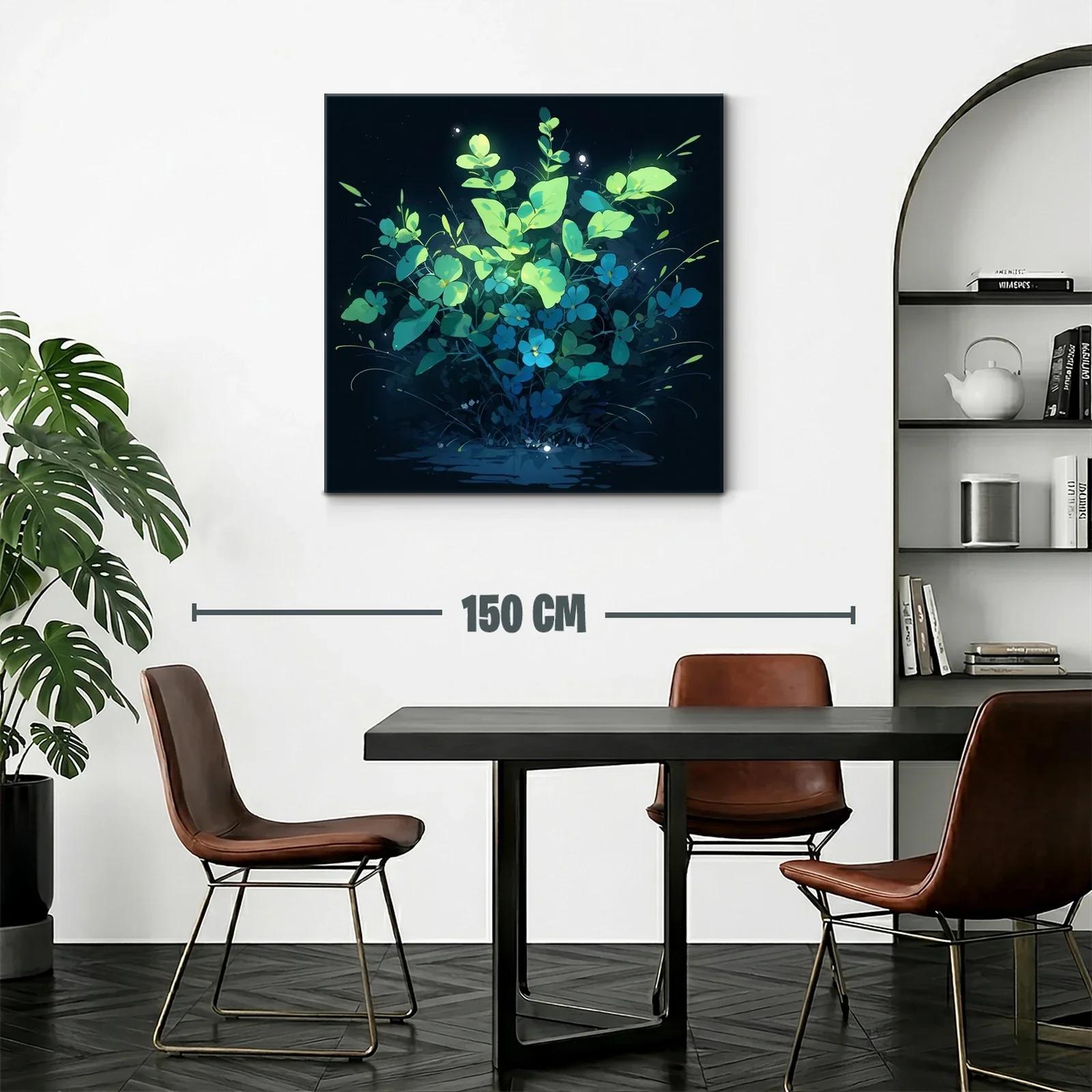 Ramo luminoso de flores y hojas verdes sobre fondo oscuro — miniatura 2