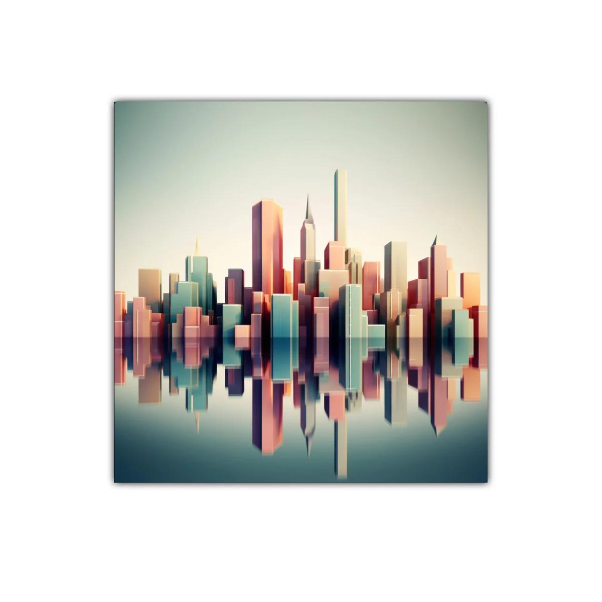 Reflejos urbanos en tonos pastel suaves y equilibrados