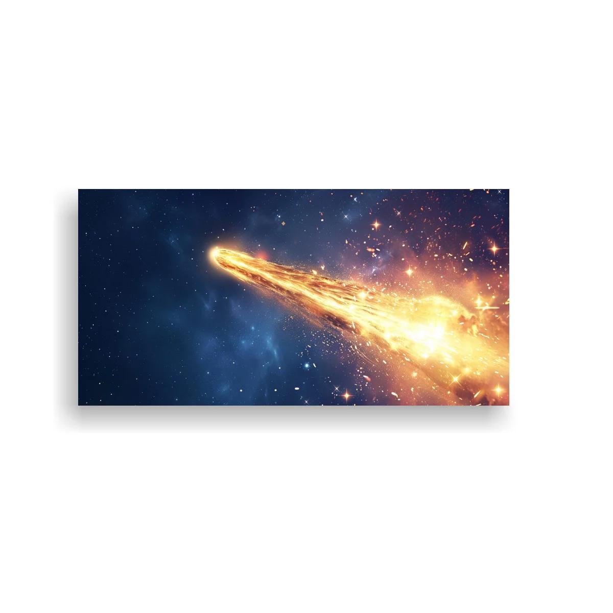 Cuadro cometa brillante con cola luminosa