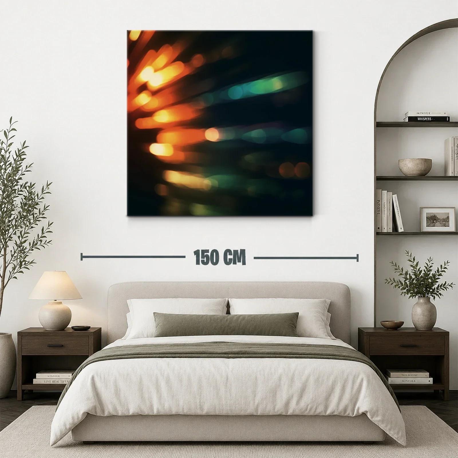 Cuadro moderno con luces abstractas en tonos cálidos y fríos — miniatura 3