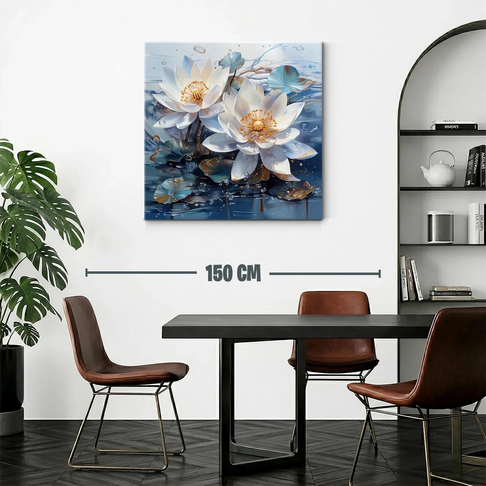 Elegancia serena de flores acuáticas en tonos azules y blancos — miniatura 2