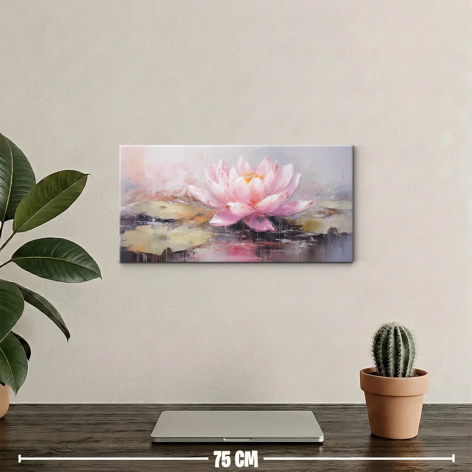 Cuadro flor de loto rosa con centro amarillo — miniatura 2