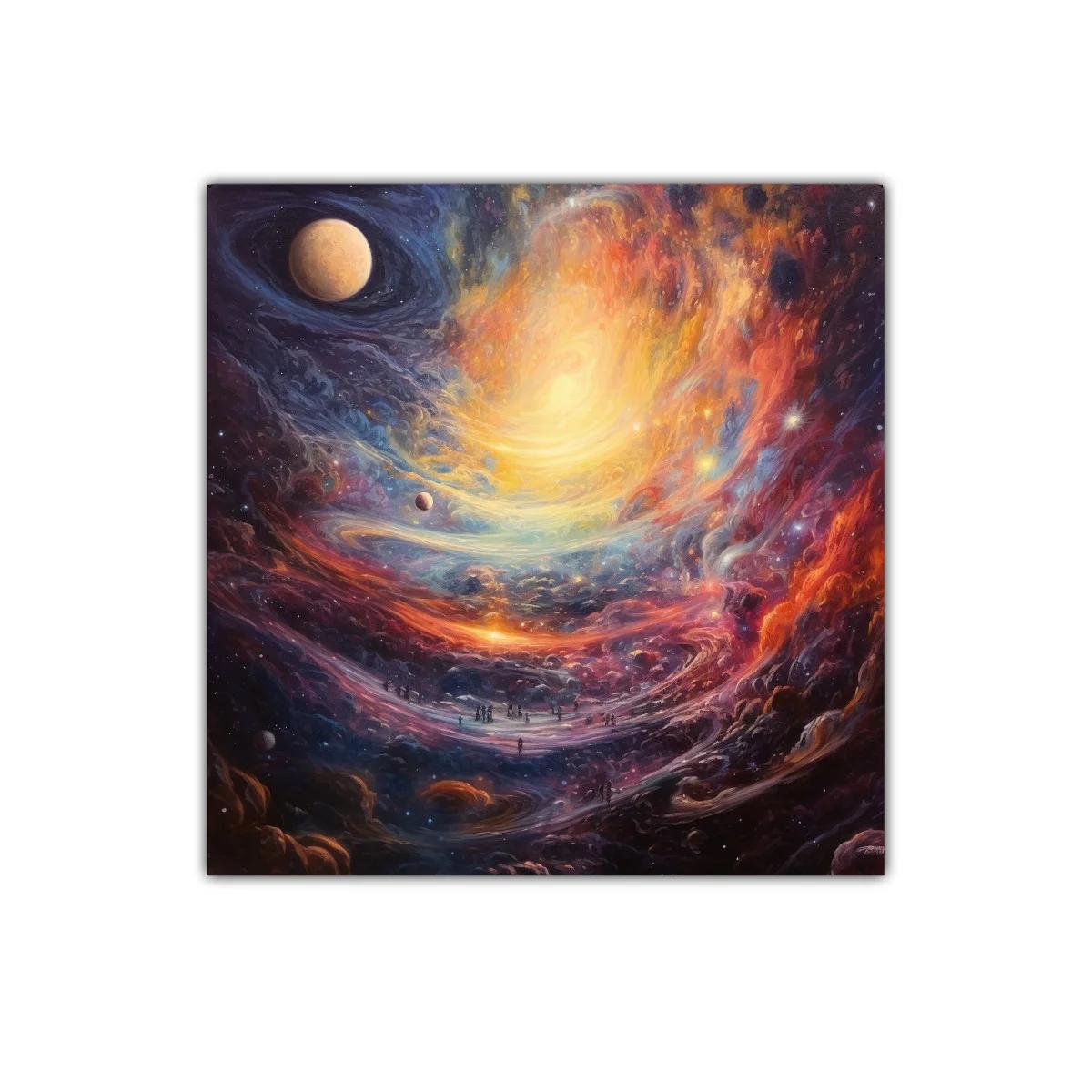 Cuadro galaxia cósmica con vibrantes colores cálidos y fríos — imagen principal