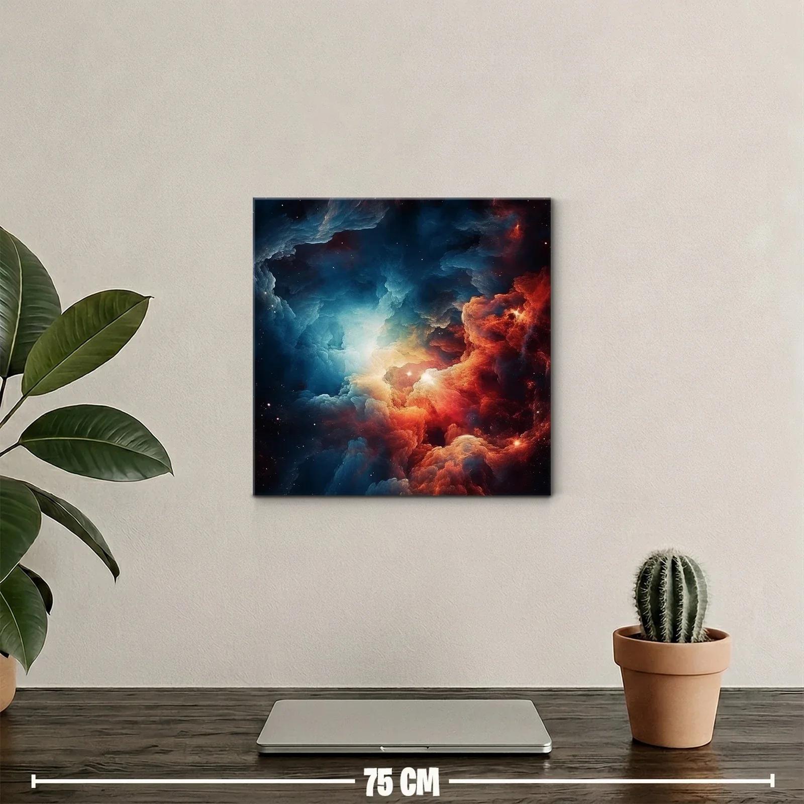 Cuadro abstracto con explosión cósmica en tonos intensos — miniatura 2