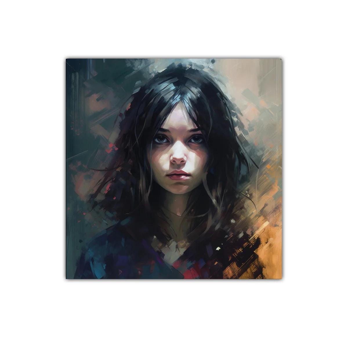 Retrato femenino con expresión profunda y tonos oscuros — imagen principal