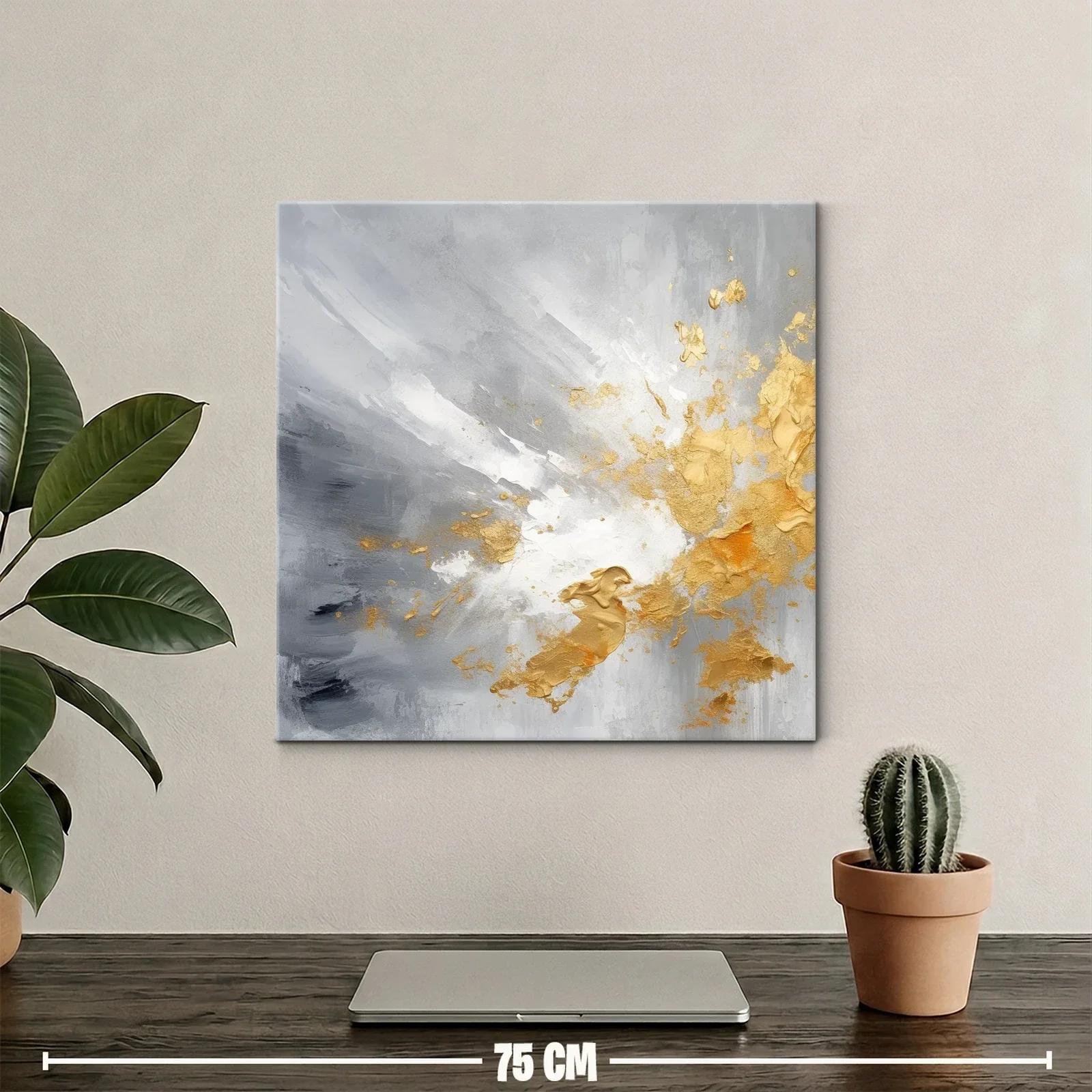 Composición abstracta con tonos grises y dorados brillantes — miniatura 2