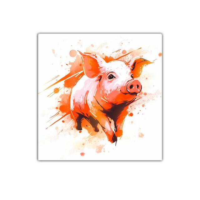 Cuadro decorativo de cerdo vibrante y alegre
