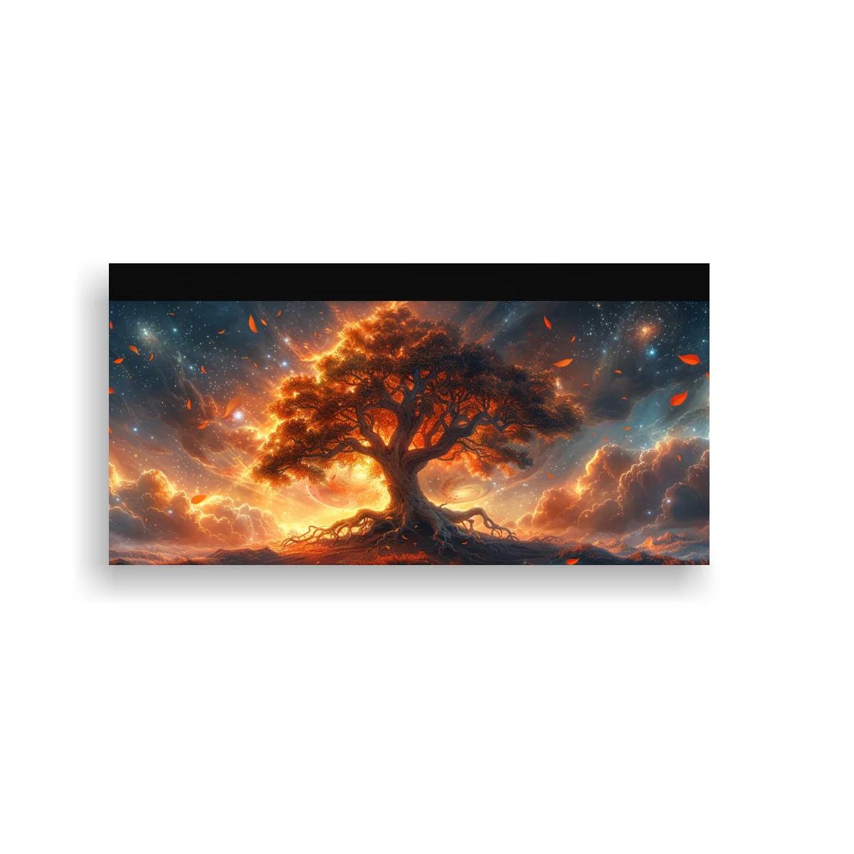 Cuadro árbol solitario iluminado con cielo tormentoso
