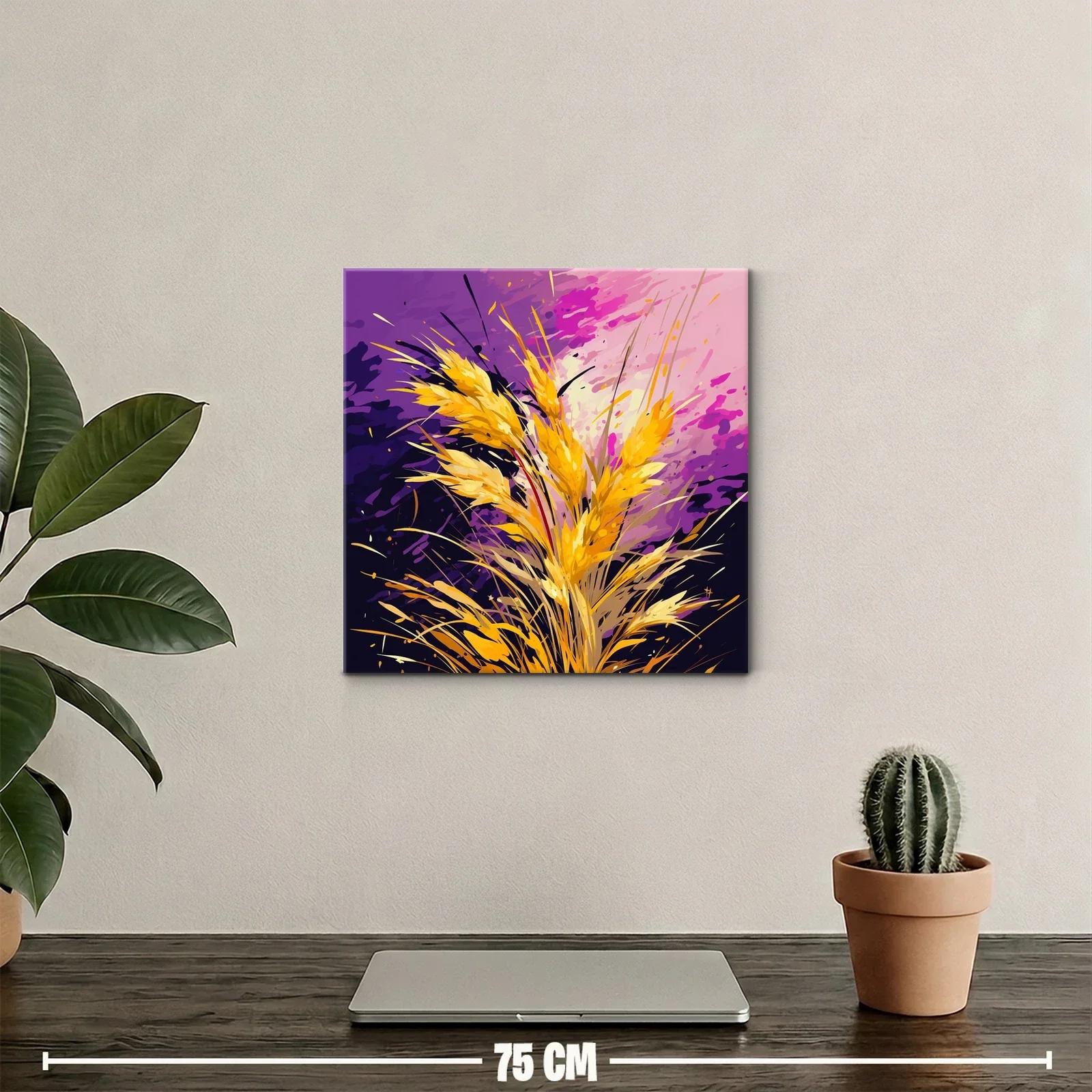 Ramo de espigas doradas sobre fondo violeta vibrante — miniatura 2
