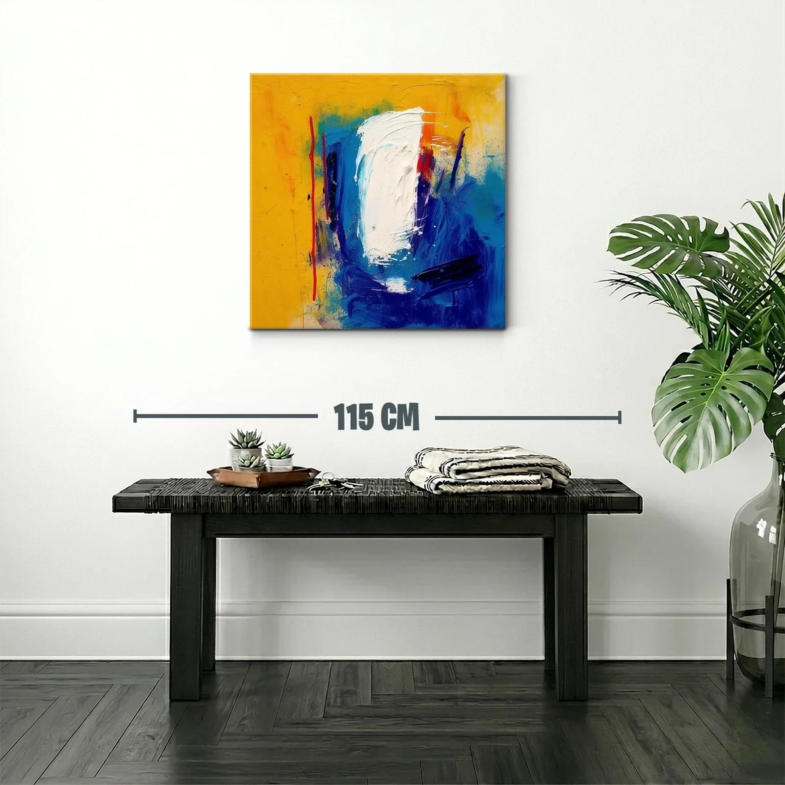 Cuadro abstracto con vibrantes tonos azules y amarillos — miniatura 2