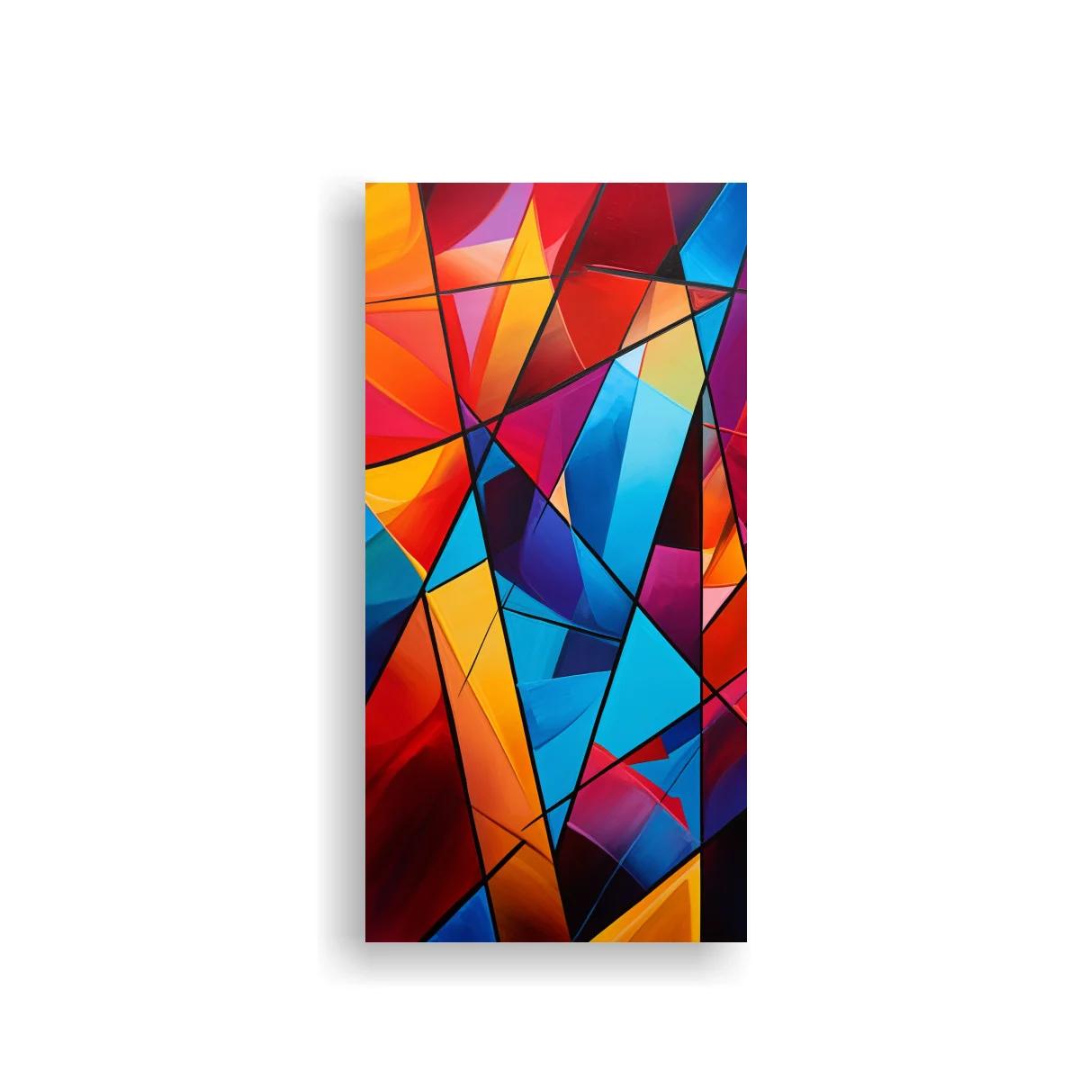 Cuadro mosaico geométrico tipo vitral en colores intensos