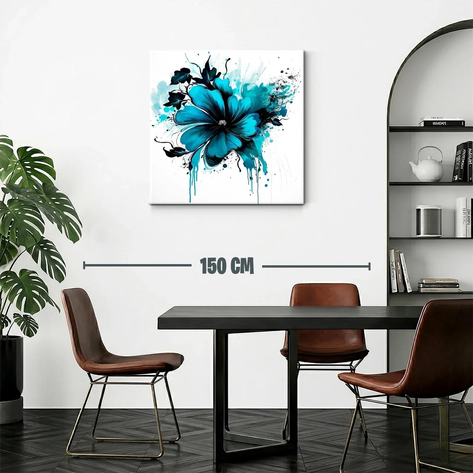 Flor vibrante en tonos azules y negro para espacios modernos — miniatura 2