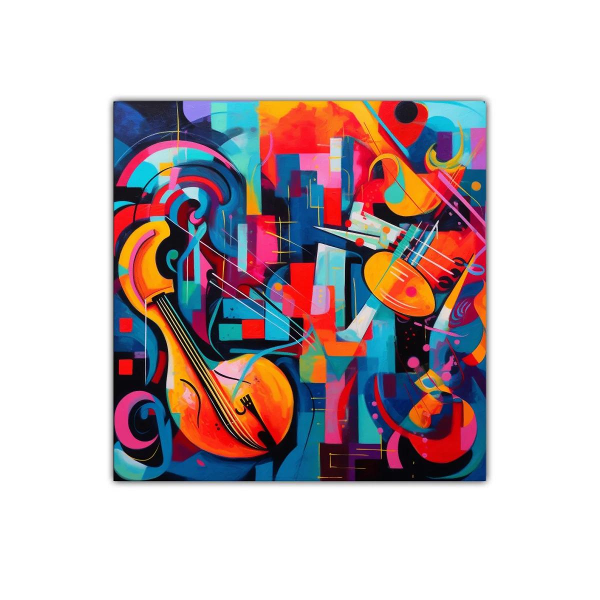 Composición vibrante con instrumentos musicales abstractos — imagen principal