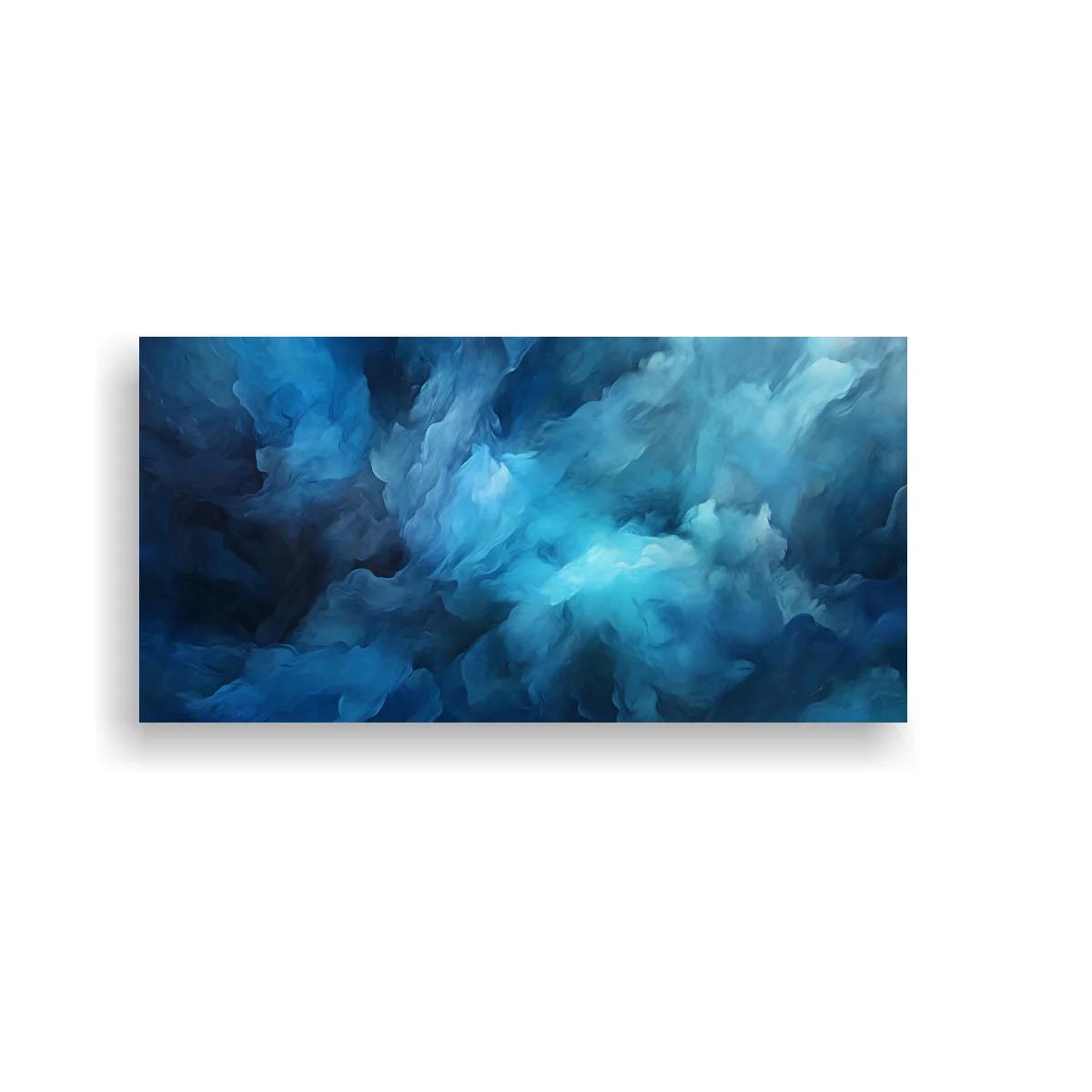 Cuadro nubes azules abstractas con turquesa y sombras profundas — imagen principal