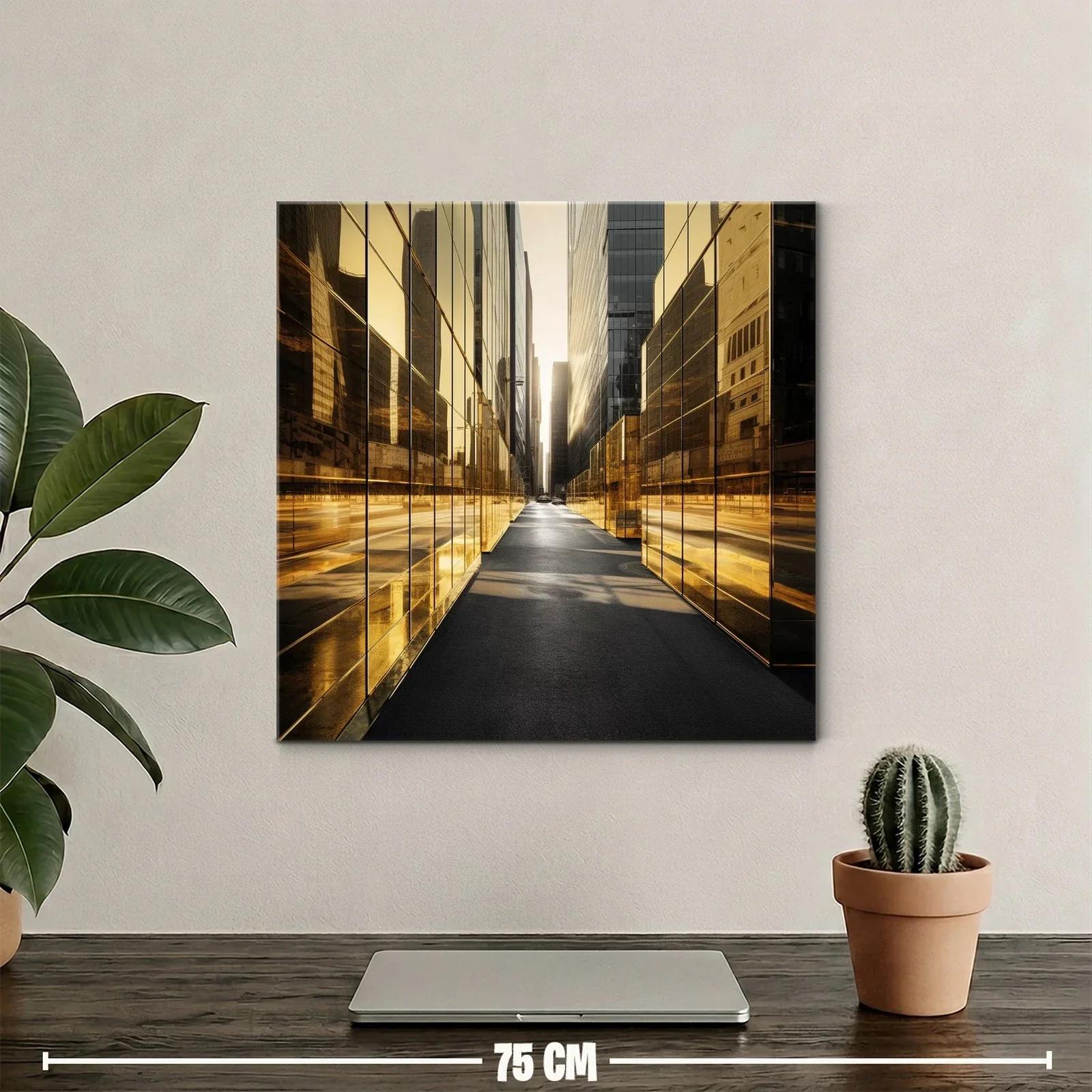 Reflejos dorados en pasaje urbano moderno — miniatura 2