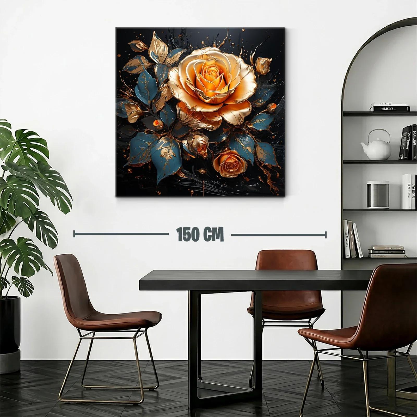 Rosas doradas y azul oscuro en composición elegante y vibrante — miniatura 2