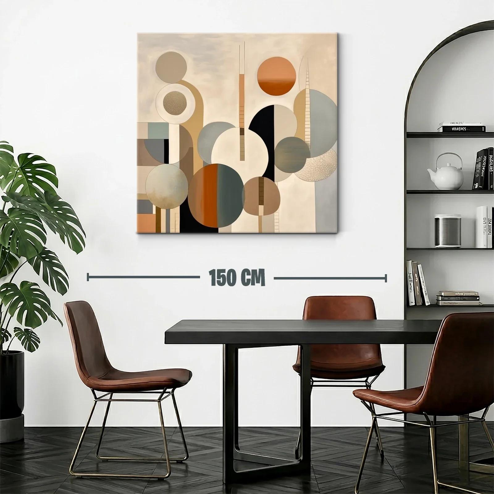 Cuadro abstracto con formas circulares en tonos tierra y neutrales — miniatura 2