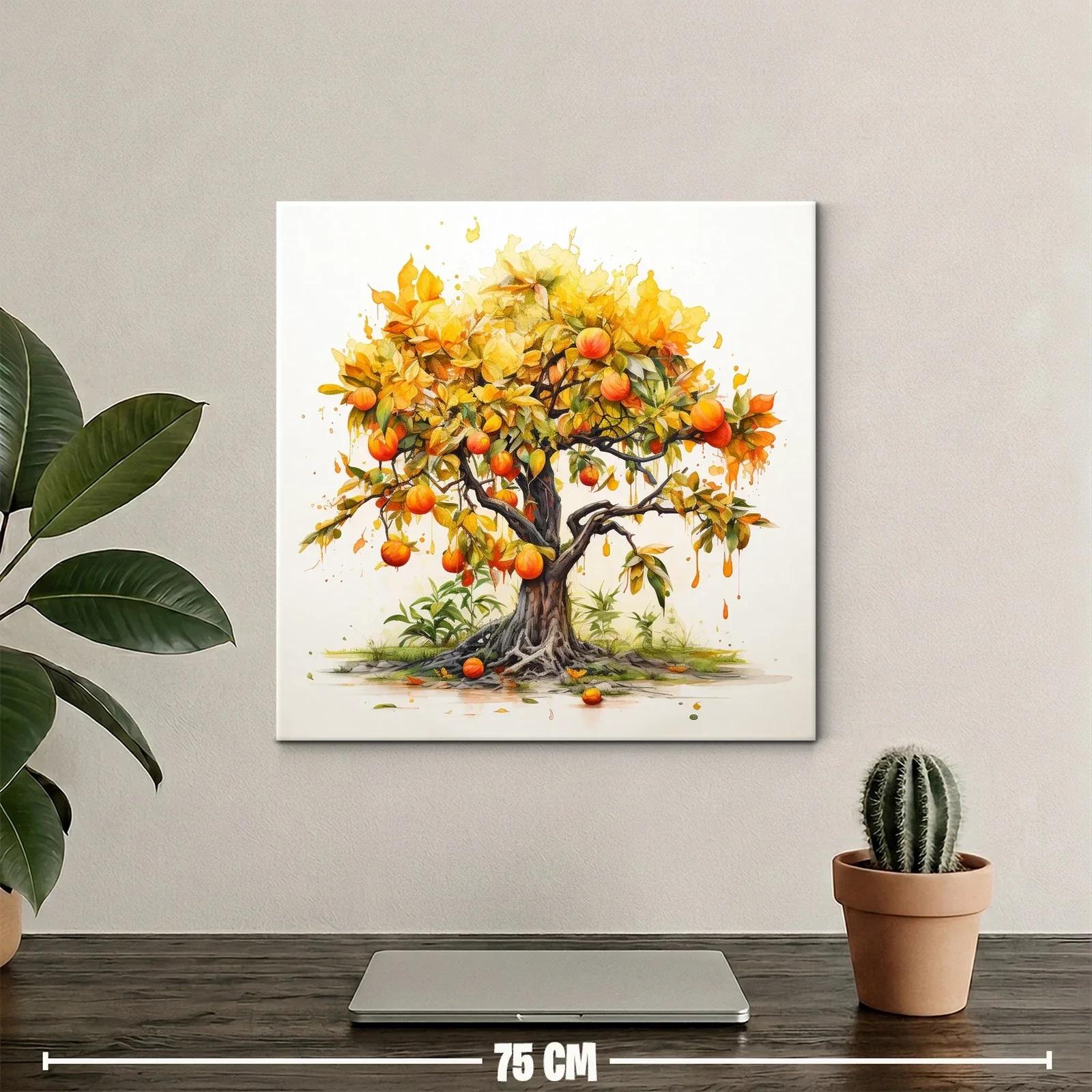 Árbol frutal vibrante con tonos cálidos y detalle artístico — miniatura 2