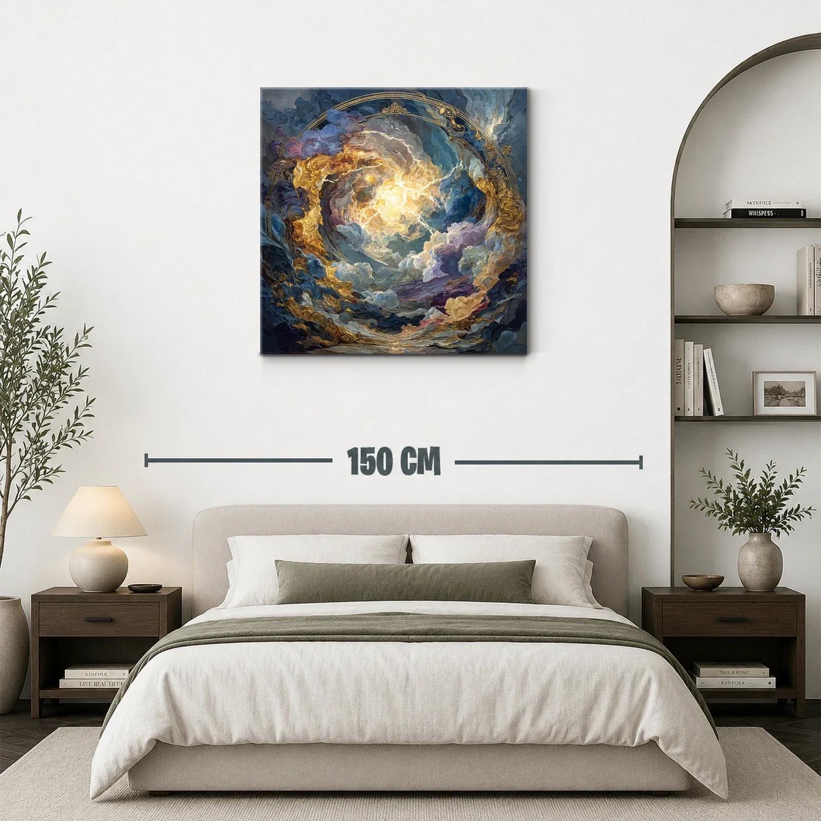 Cuadro celestial con vibrantes destellos dorados y azules — miniatura 3