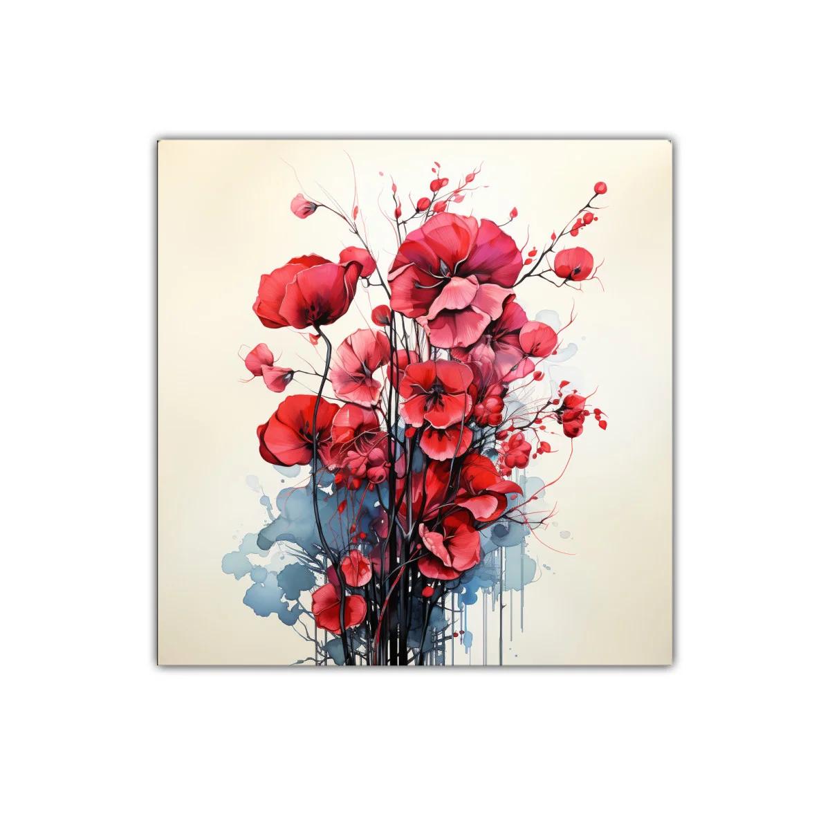 Cuadro decorativo con ramo de flores rojas vibrantes — imagen principal