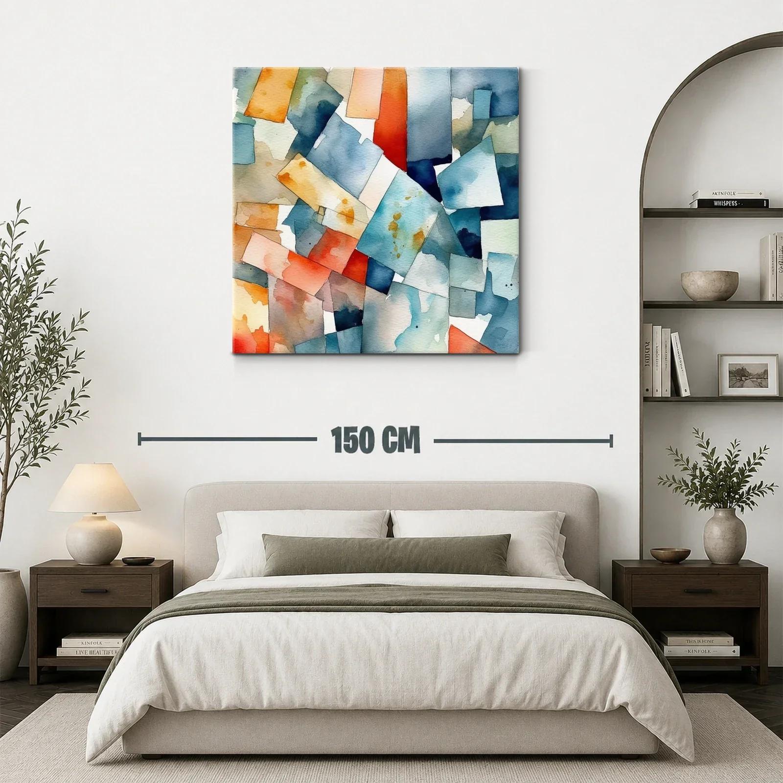 Composición abstracta con tonos cálidos y fríos vibrantes — miniatura 3