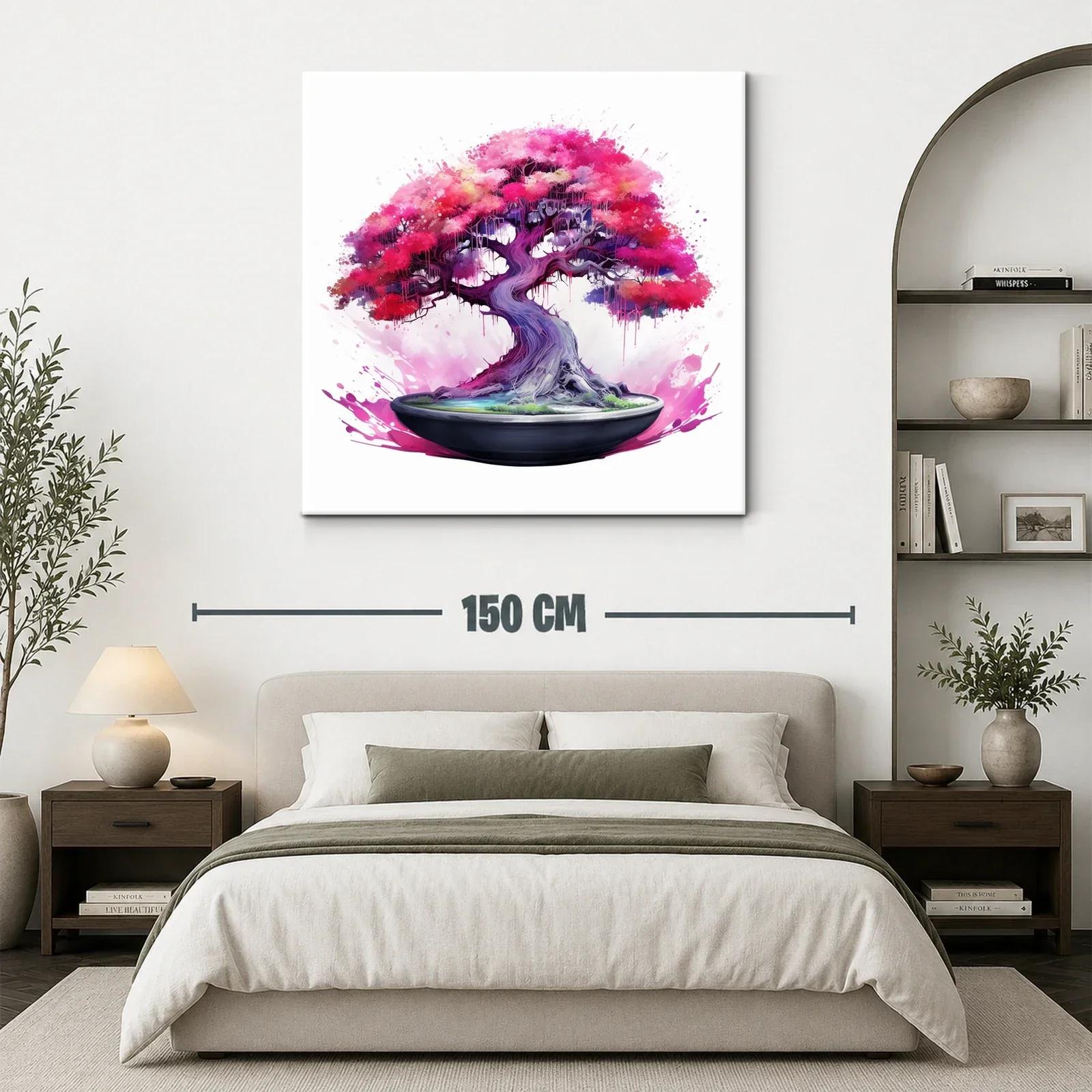 Arbol de bonsái fucsia y morado vibrante en maceta elegante — miniatura 3