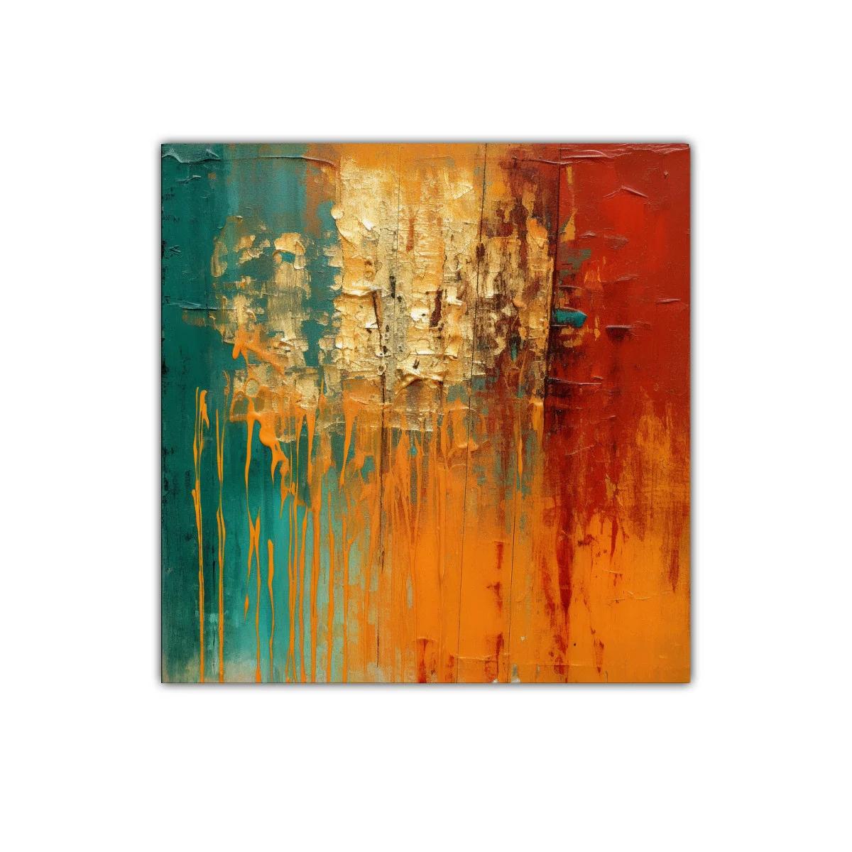 Cuadro abstracto con tonos cálidos y texturas fuertes