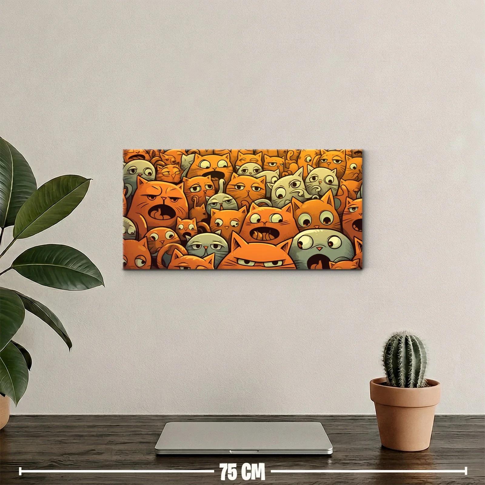Cuadro multitud de gatos naranjas con expresiones variadas — miniatura 2