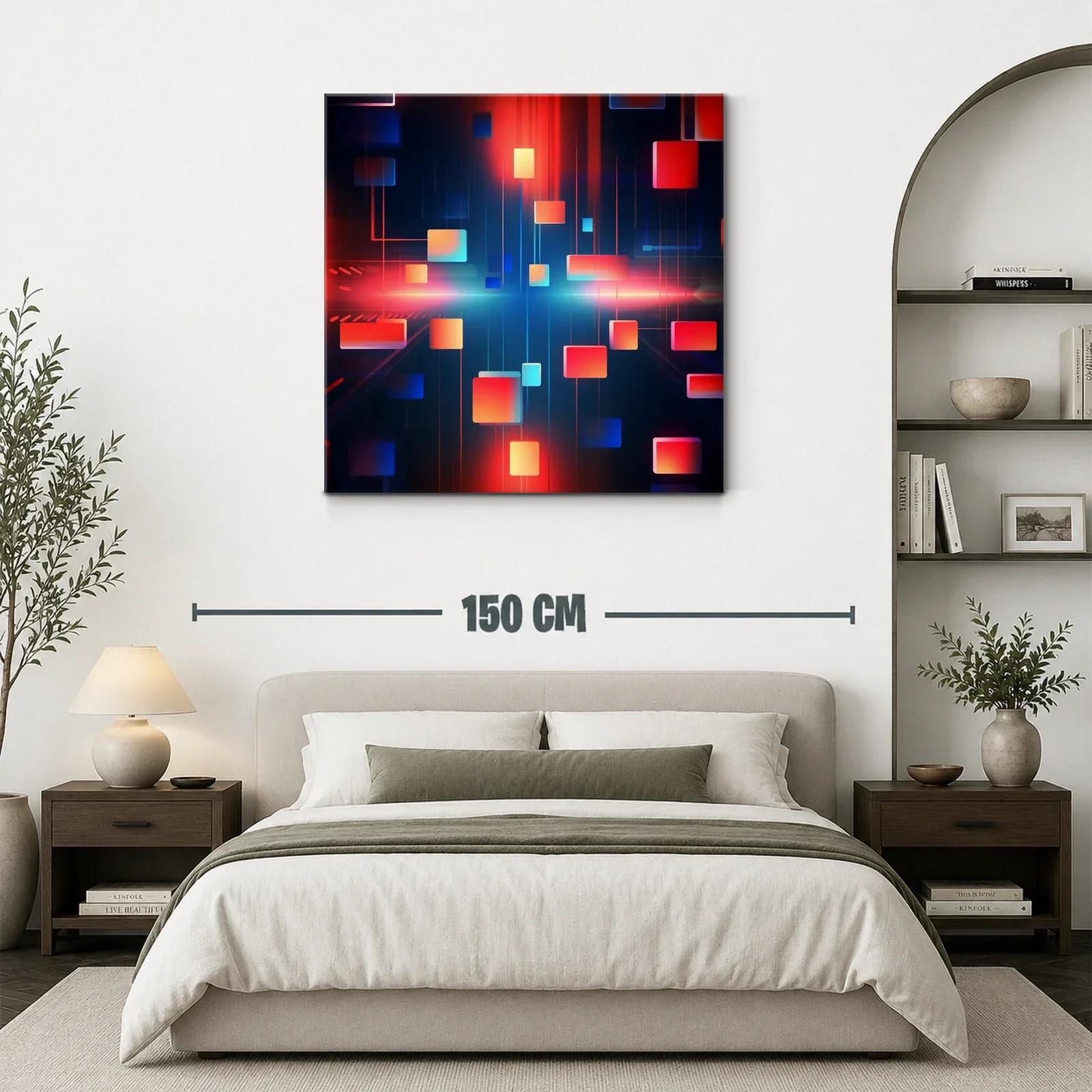 Composición abstracta con cuadrados en tonos vibrantes y oscuros — miniatura 3