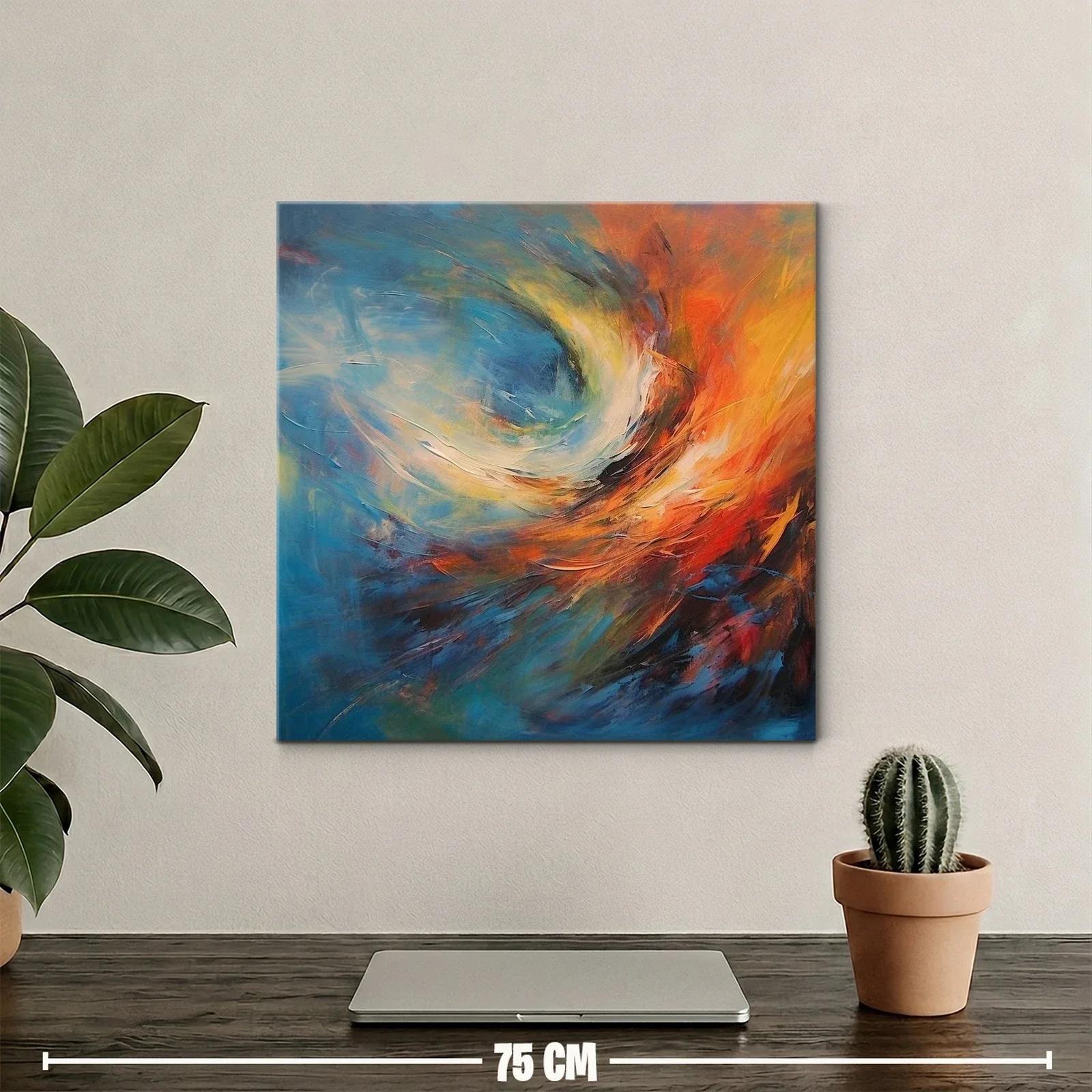 Arte abstracto en tonos azules y cálidos vibrantes — miniatura 2