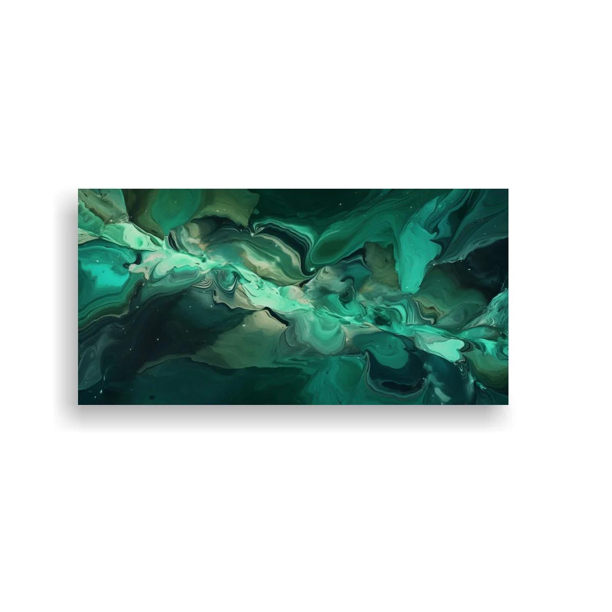 Cuadro remolino de pintura verde turquesa con vetas onduladas