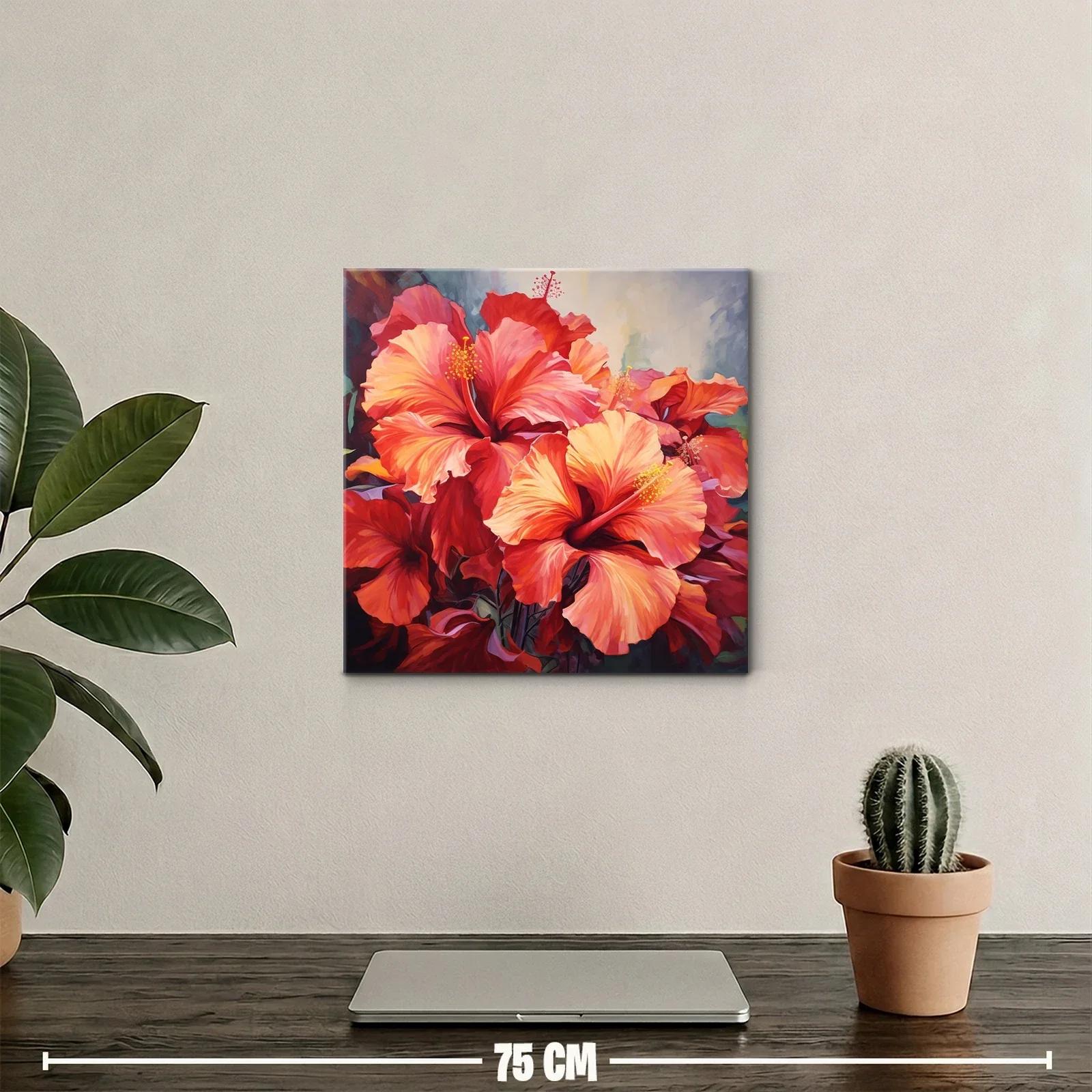 Cuadro de flores vibrantes en tonos rojos y naranjas — miniatura 2