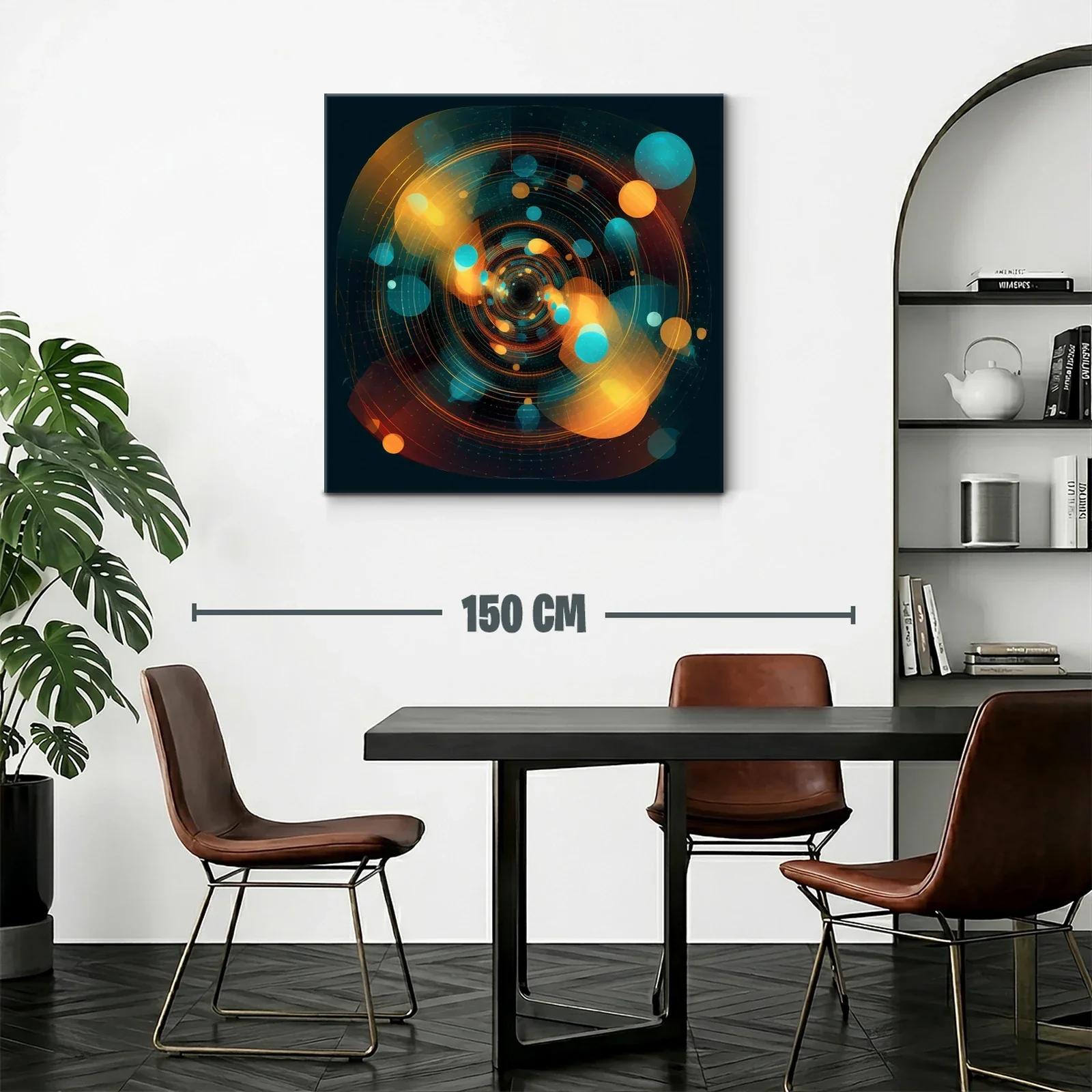 Cuadro abstracto con esferas y patrones circulares vibrantes — miniatura 2