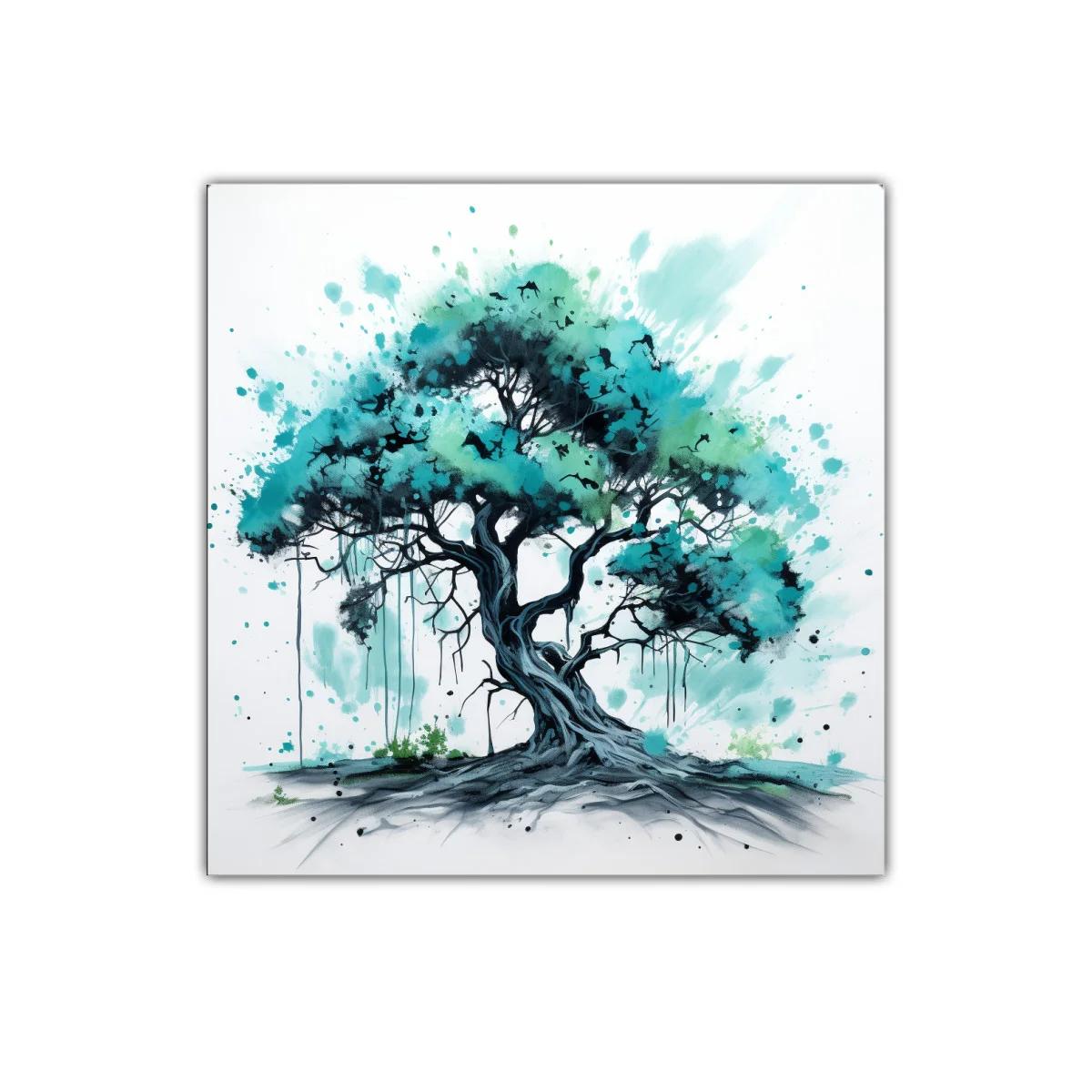 Árbol en tonos verdes y azules con estilo artístico moderno — imagen principal