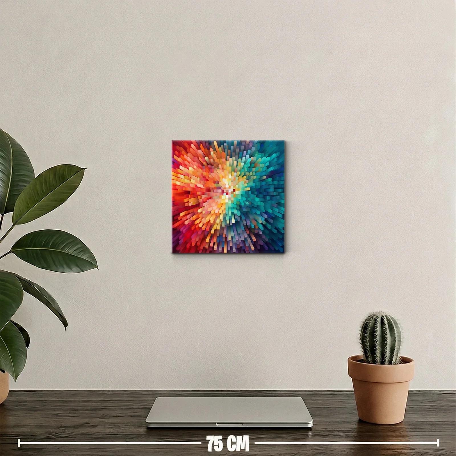 Cuadro abstracto explosión de colores vibrantes y formas dinámicas — miniatura 2
