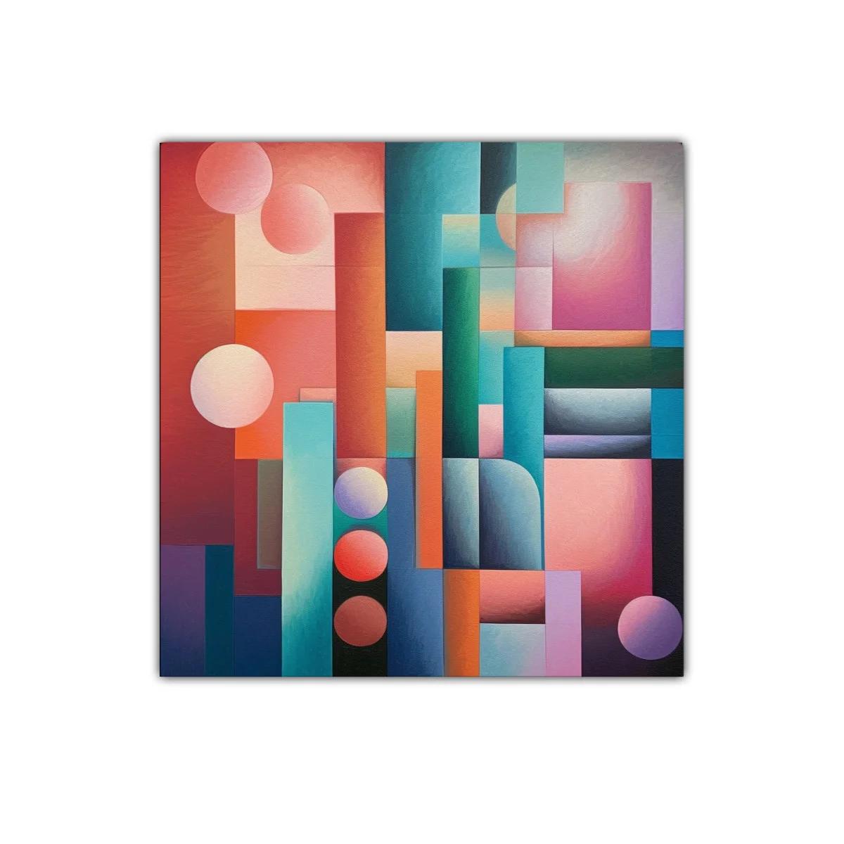 Composición abstracta con formas geométricas y colores vibrantes