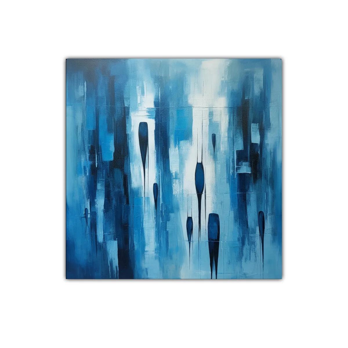 Composición abstracta con tonos azules y blancos