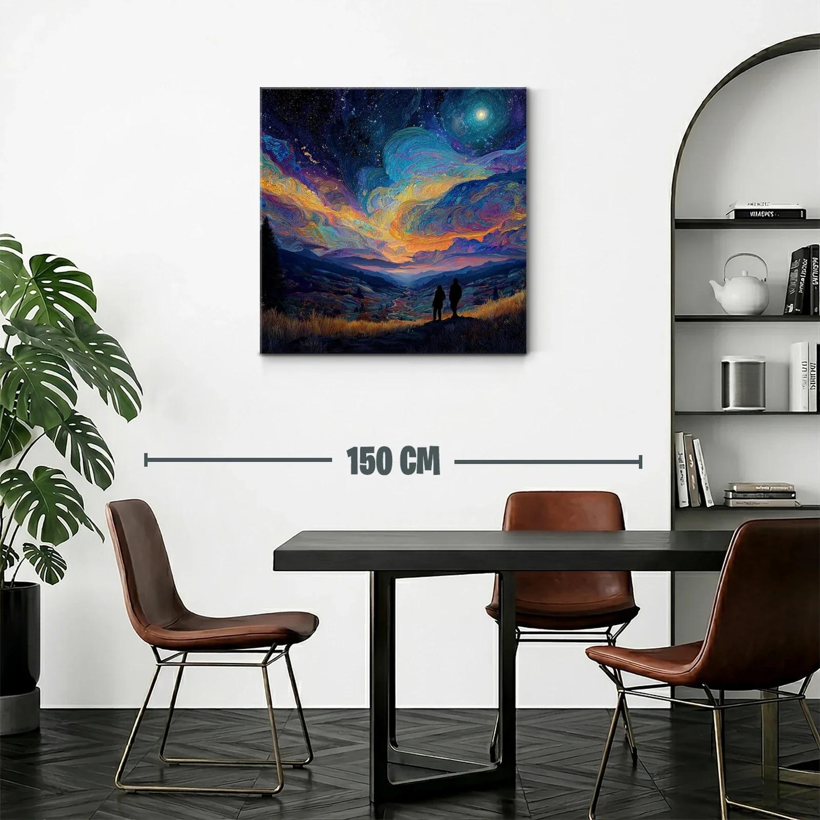 Paisaje nocturno con cielo estrellado y figuras en silueta — miniatura 2